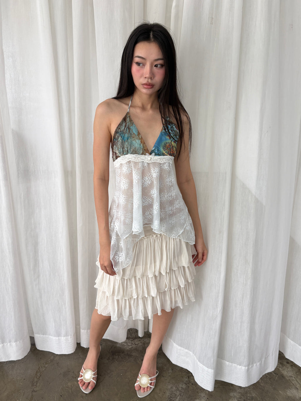 Sheer lace halter top