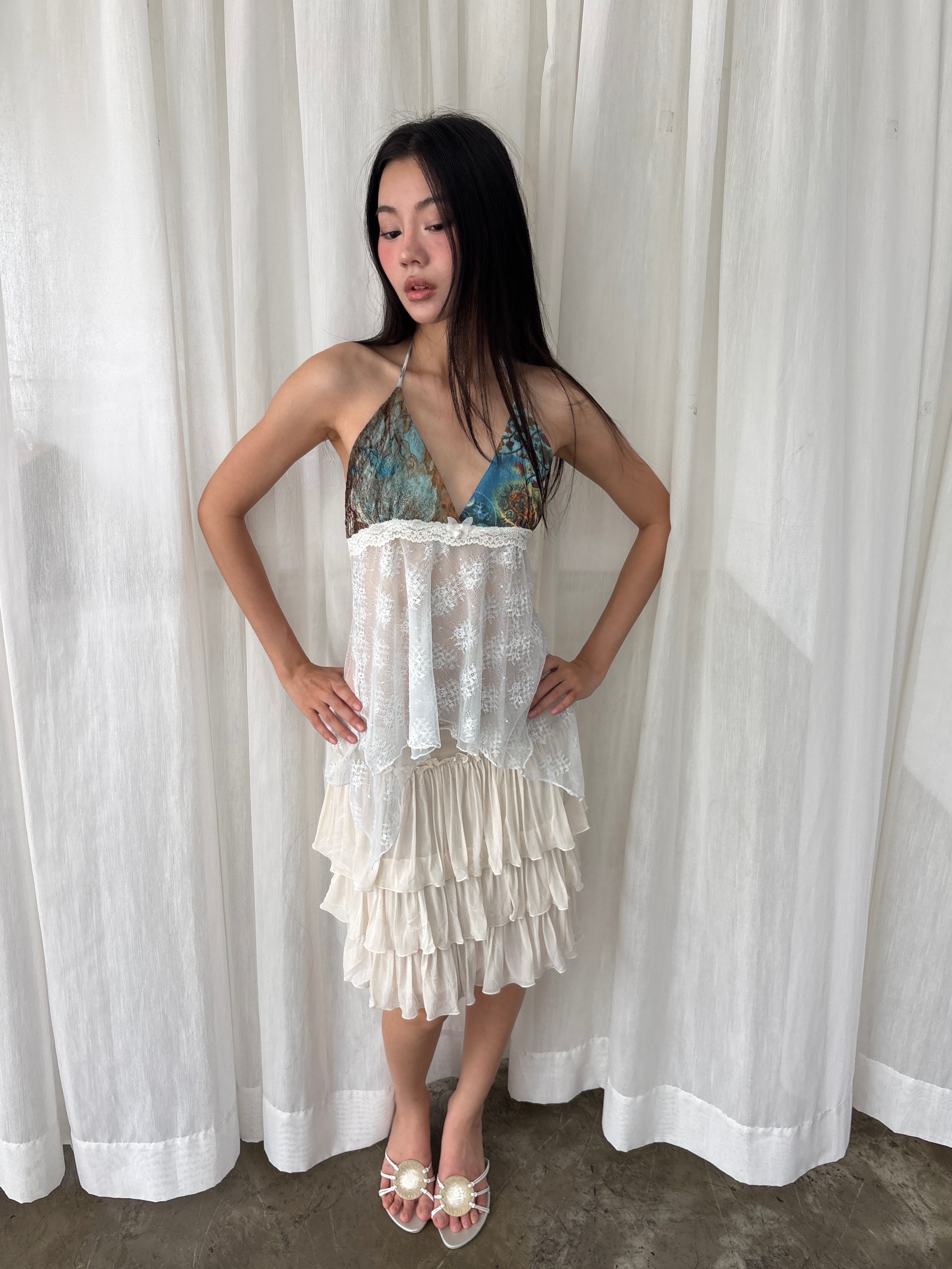 Sheer lace halter top