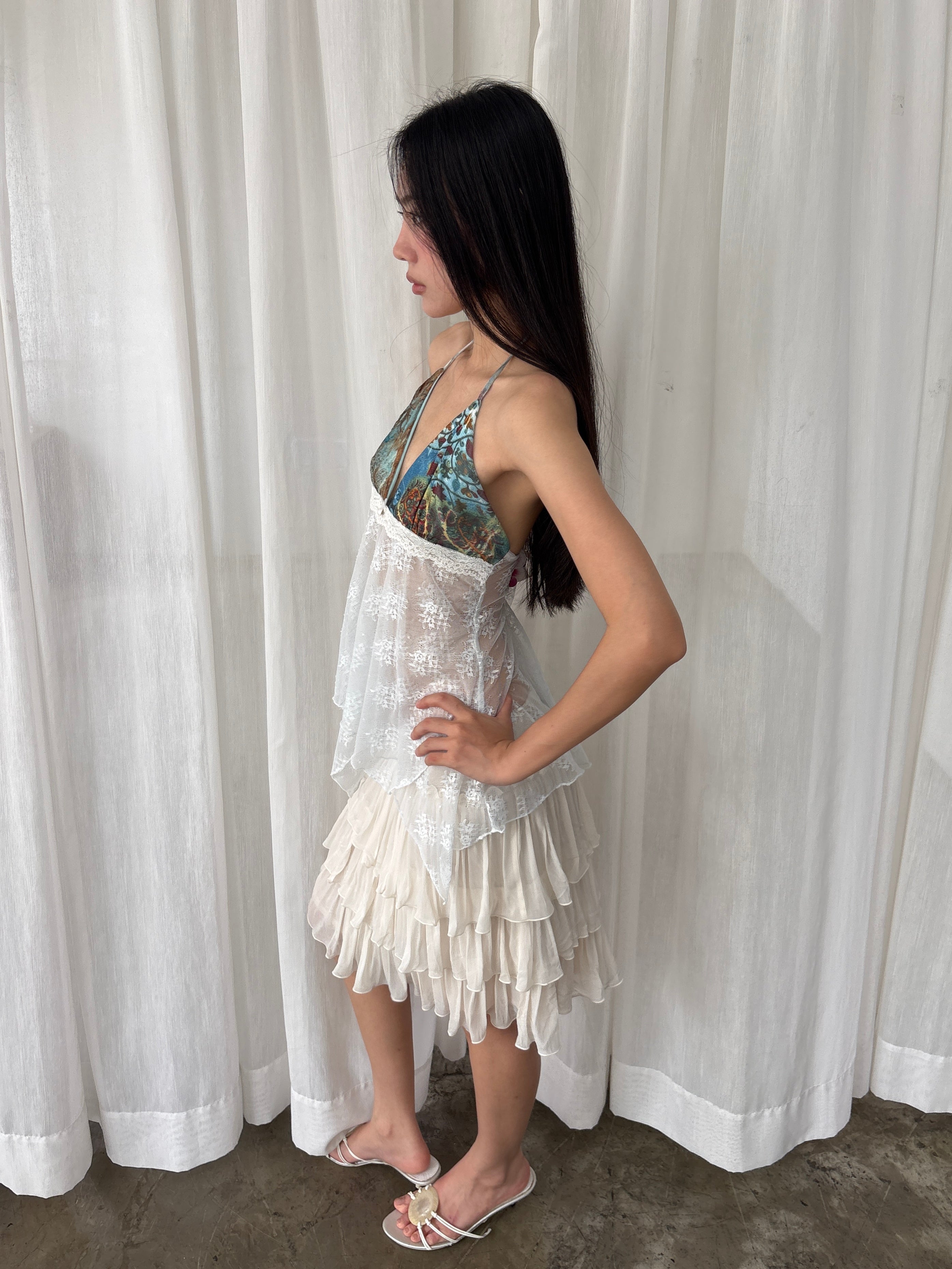 Sheer lace halter top