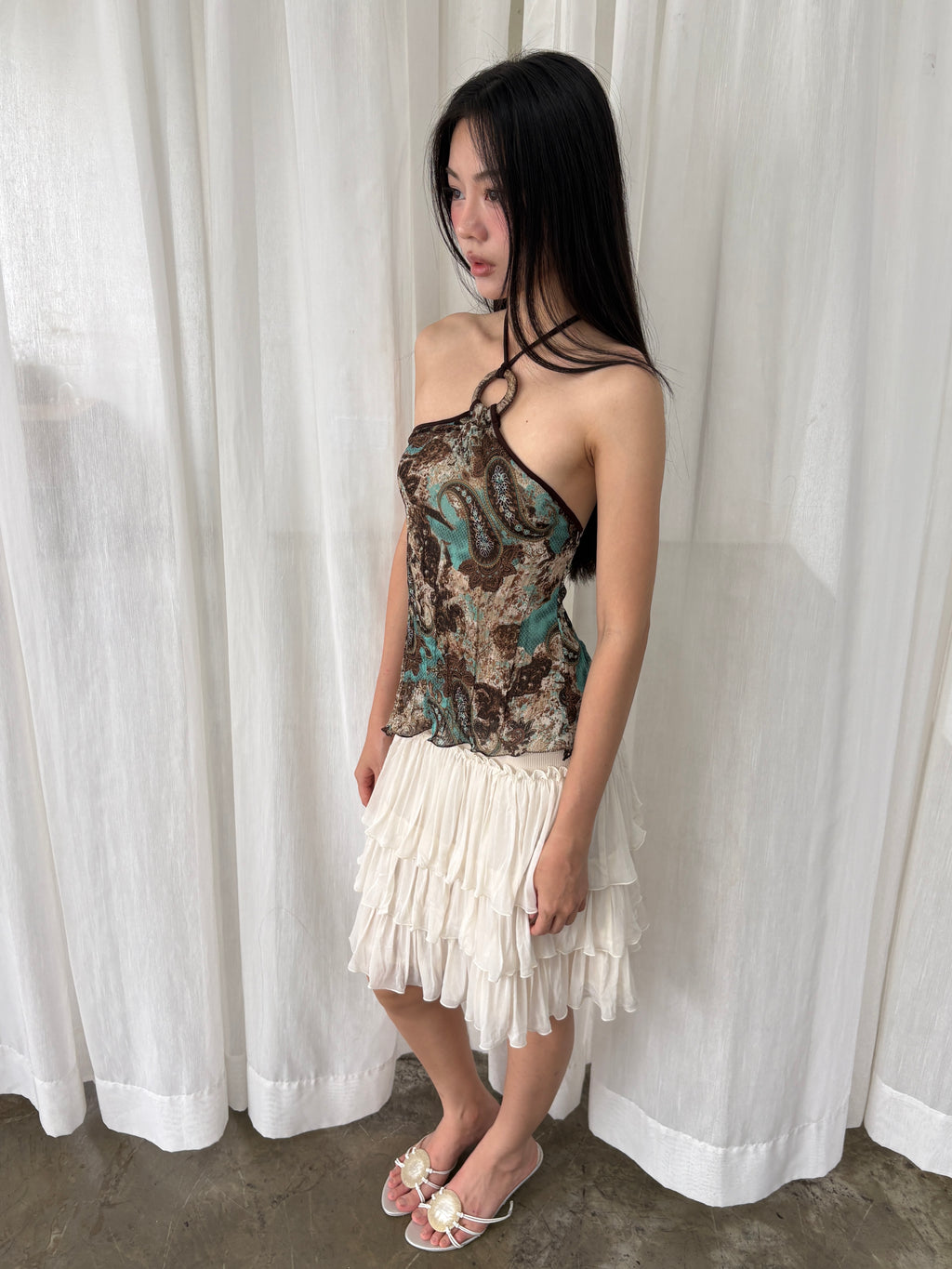 Paisley open back halter top