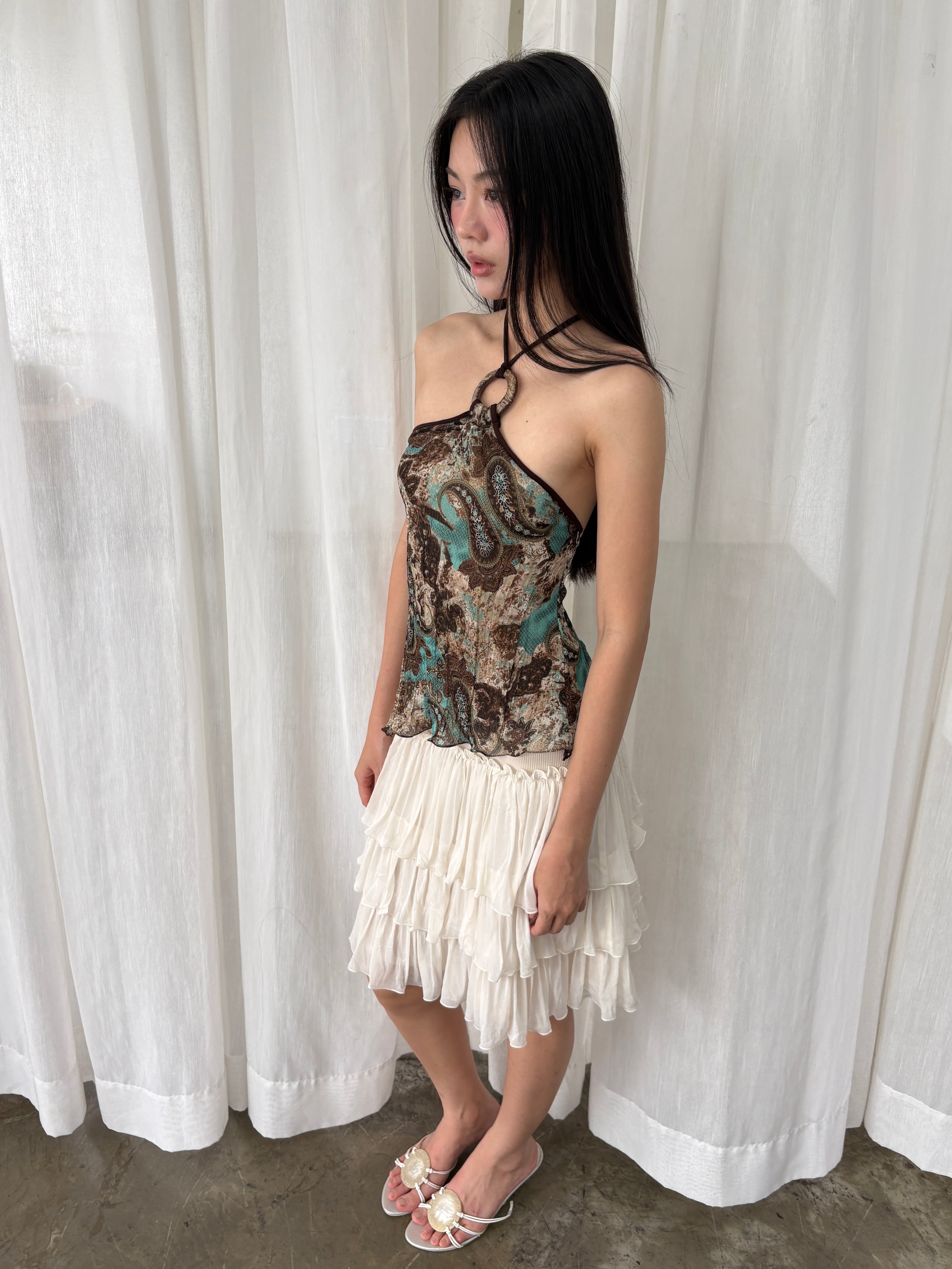 Paisley open back halter top