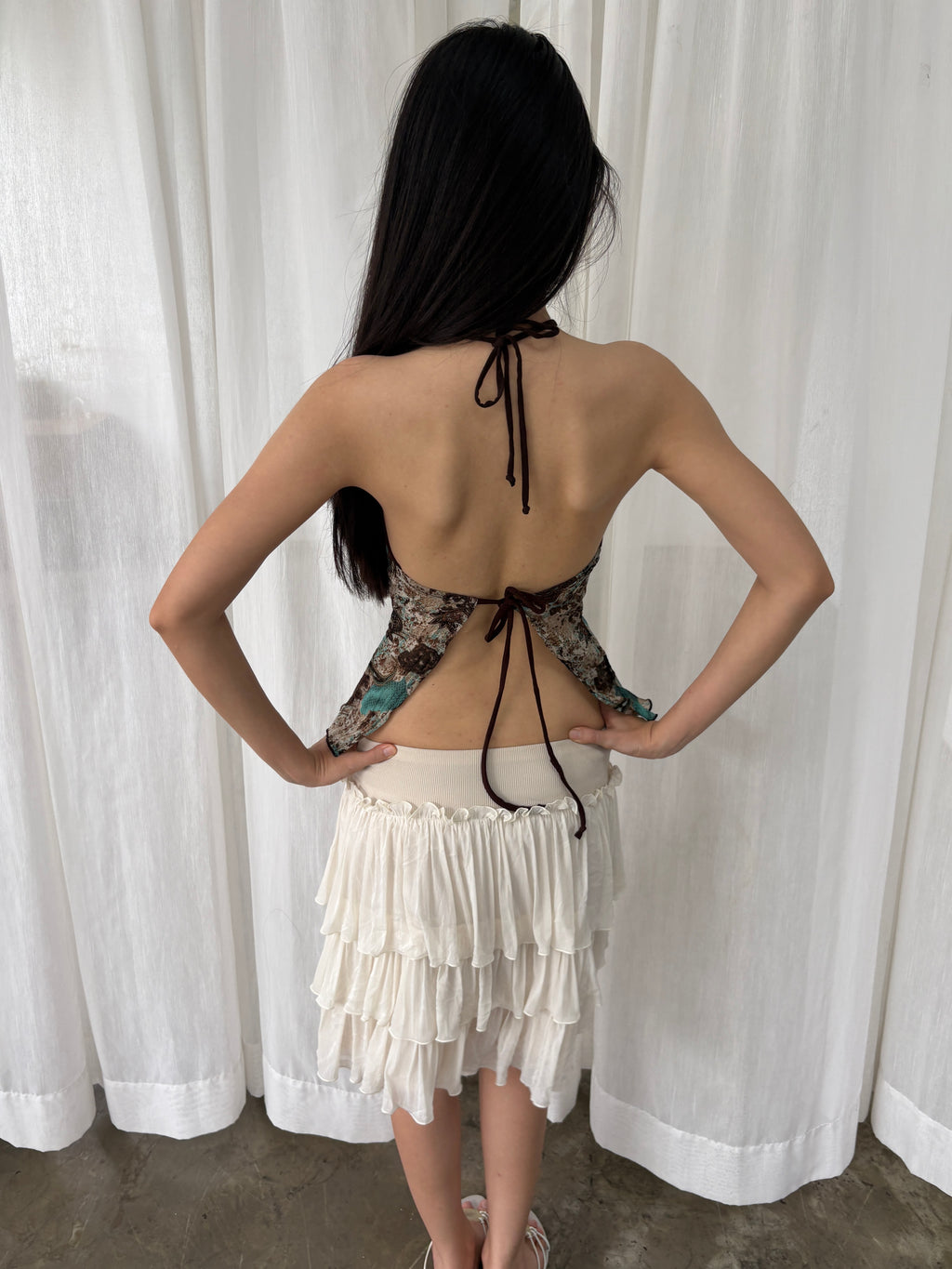 Paisley open back halter top