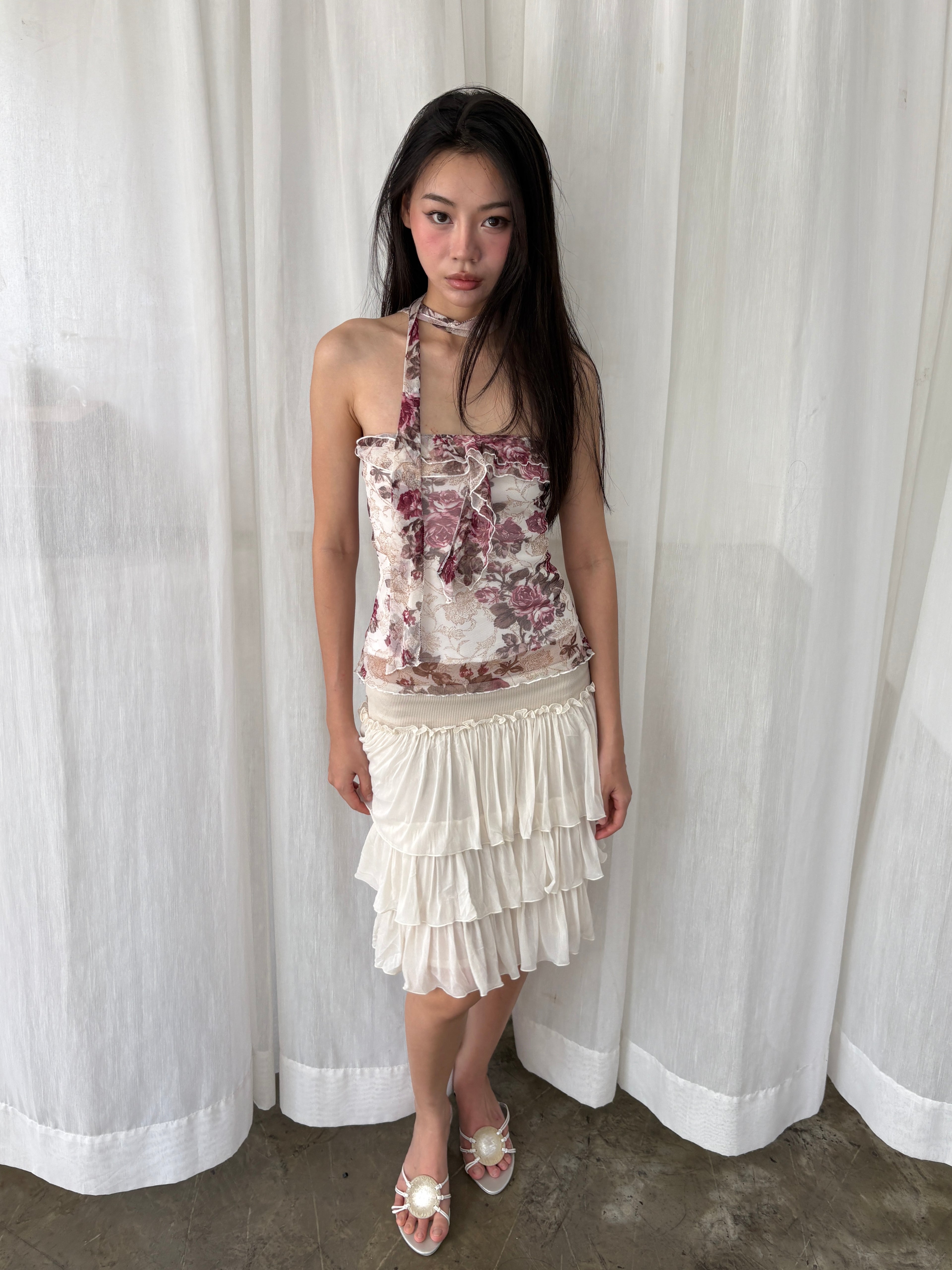 Rose scarf tube top