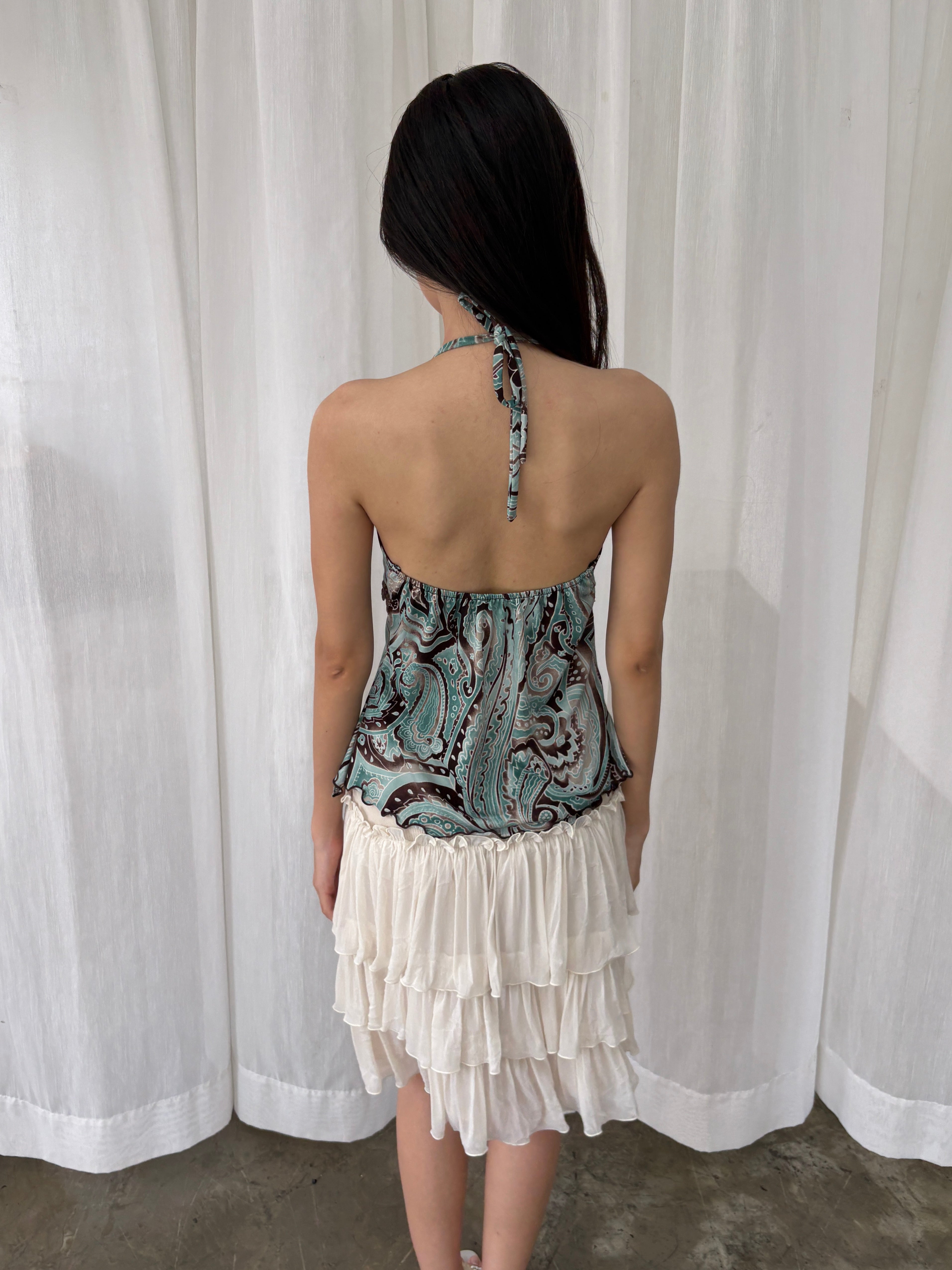 Turquoise swirl halter top