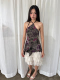 Plum floral asymmetrical top