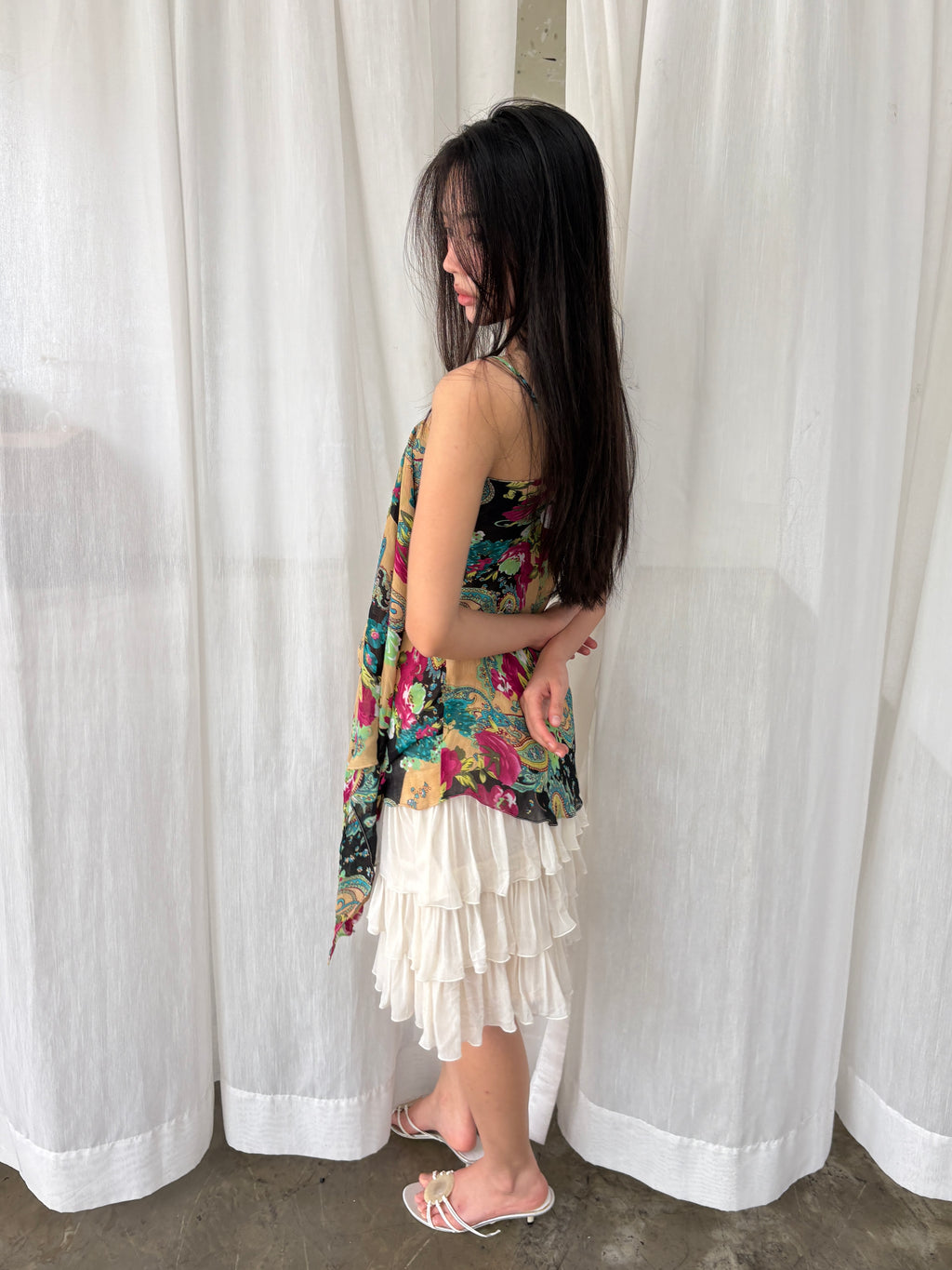 Paisley side drape camisole