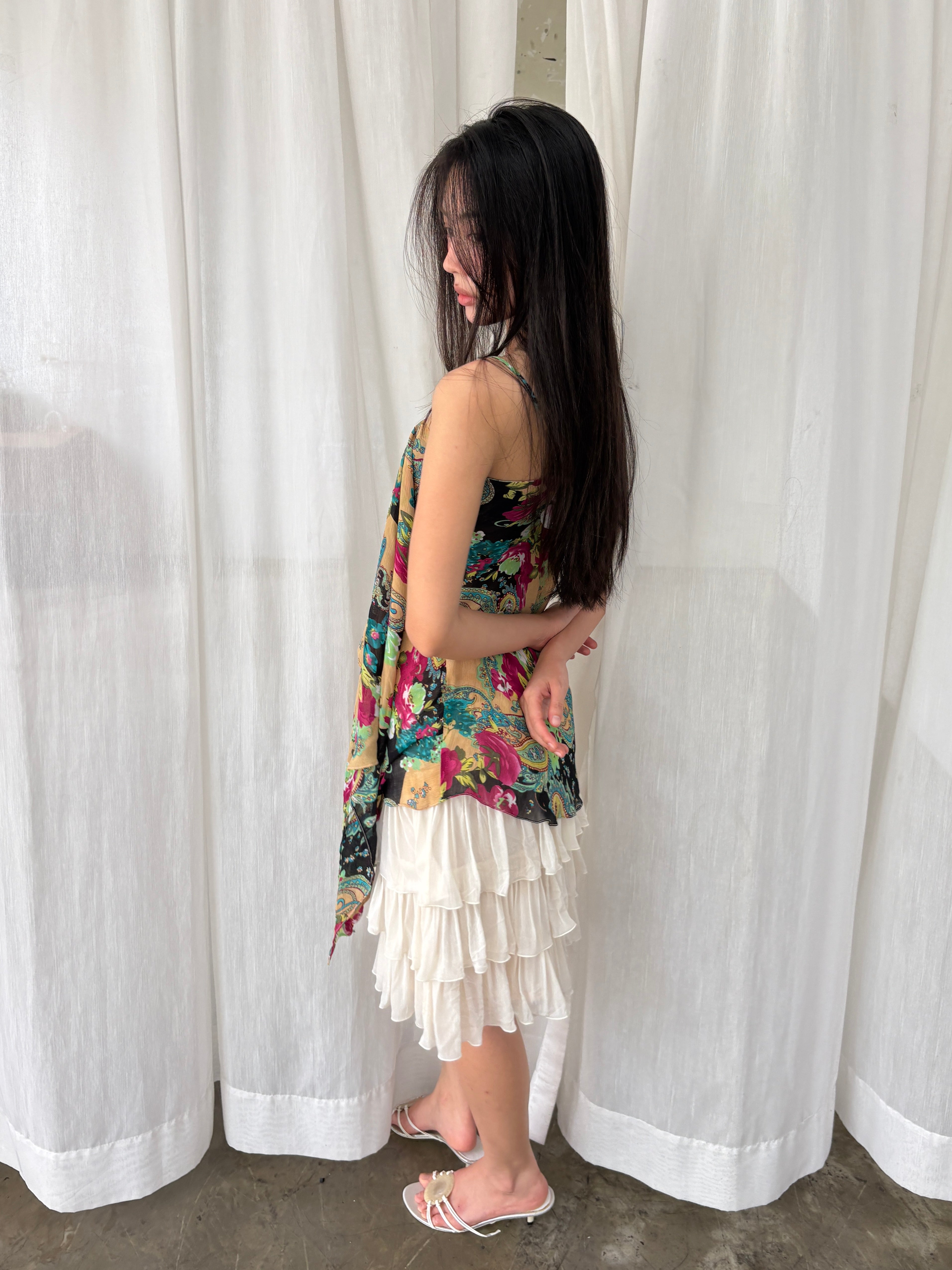Paisley side drape camisole