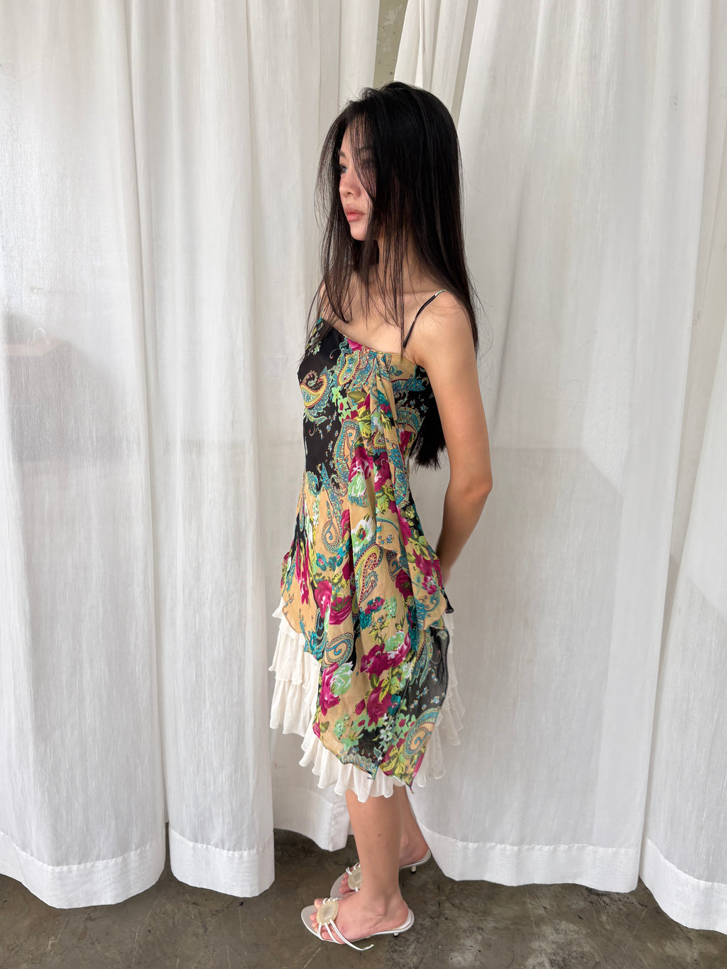 Paisley side drape camisole