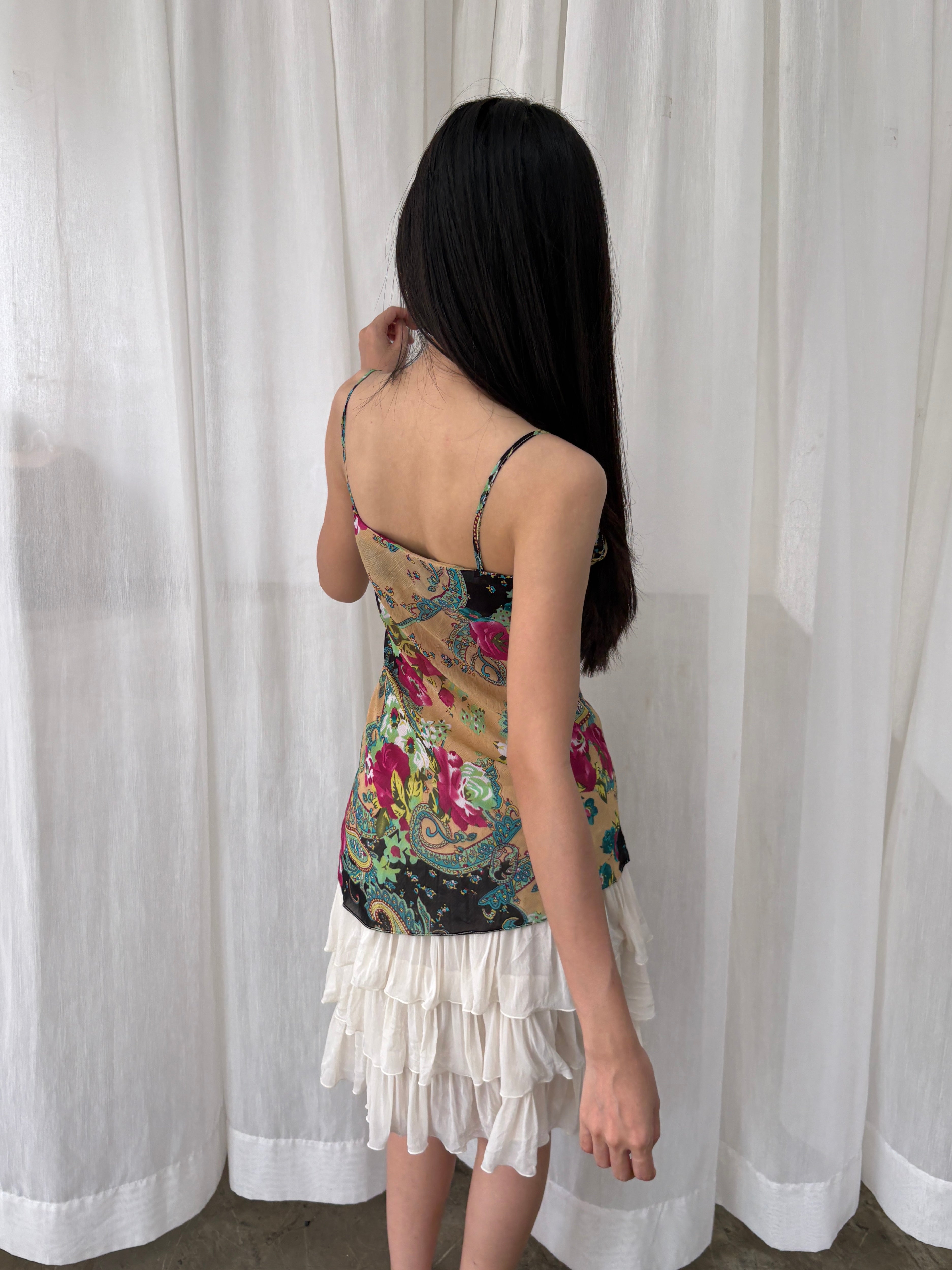 Paisley side drape camisole