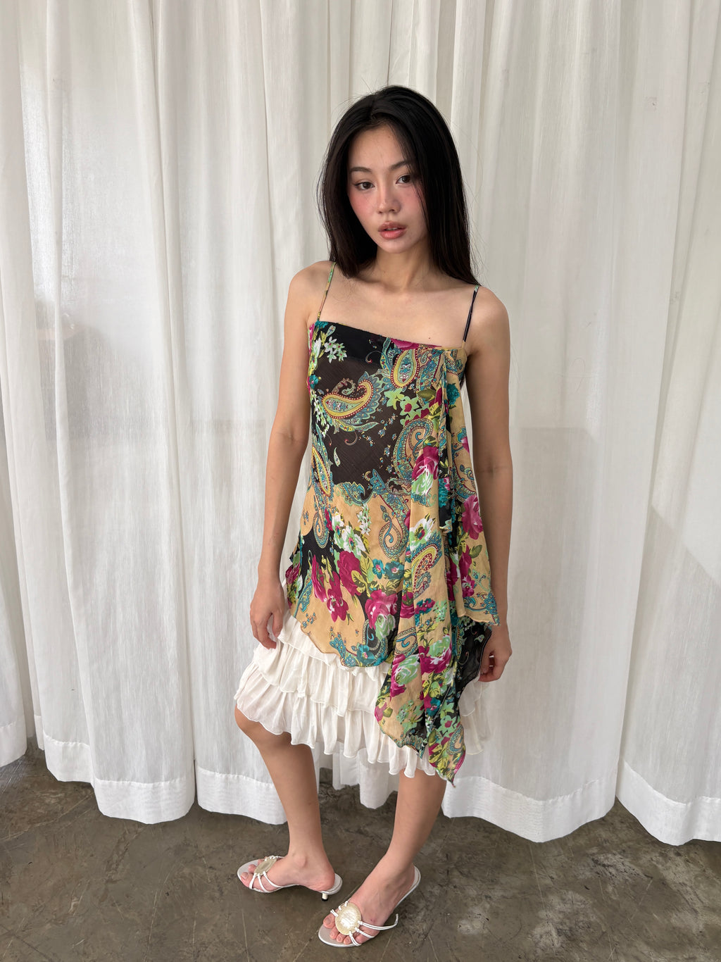 Paisley side drape camisole
