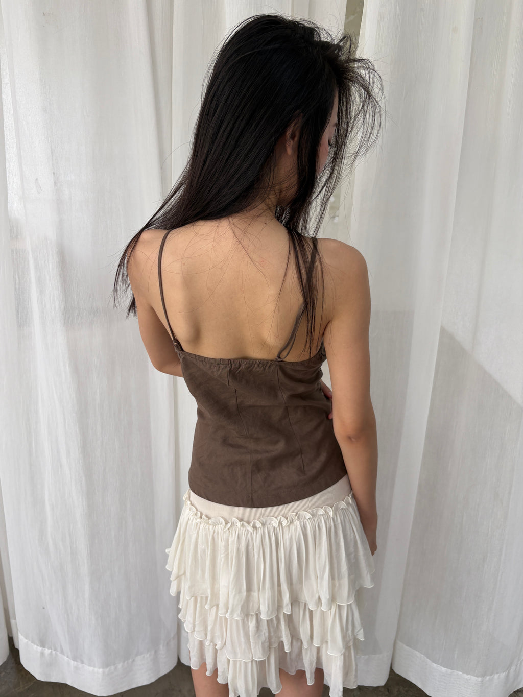 Brown beaded waist cami