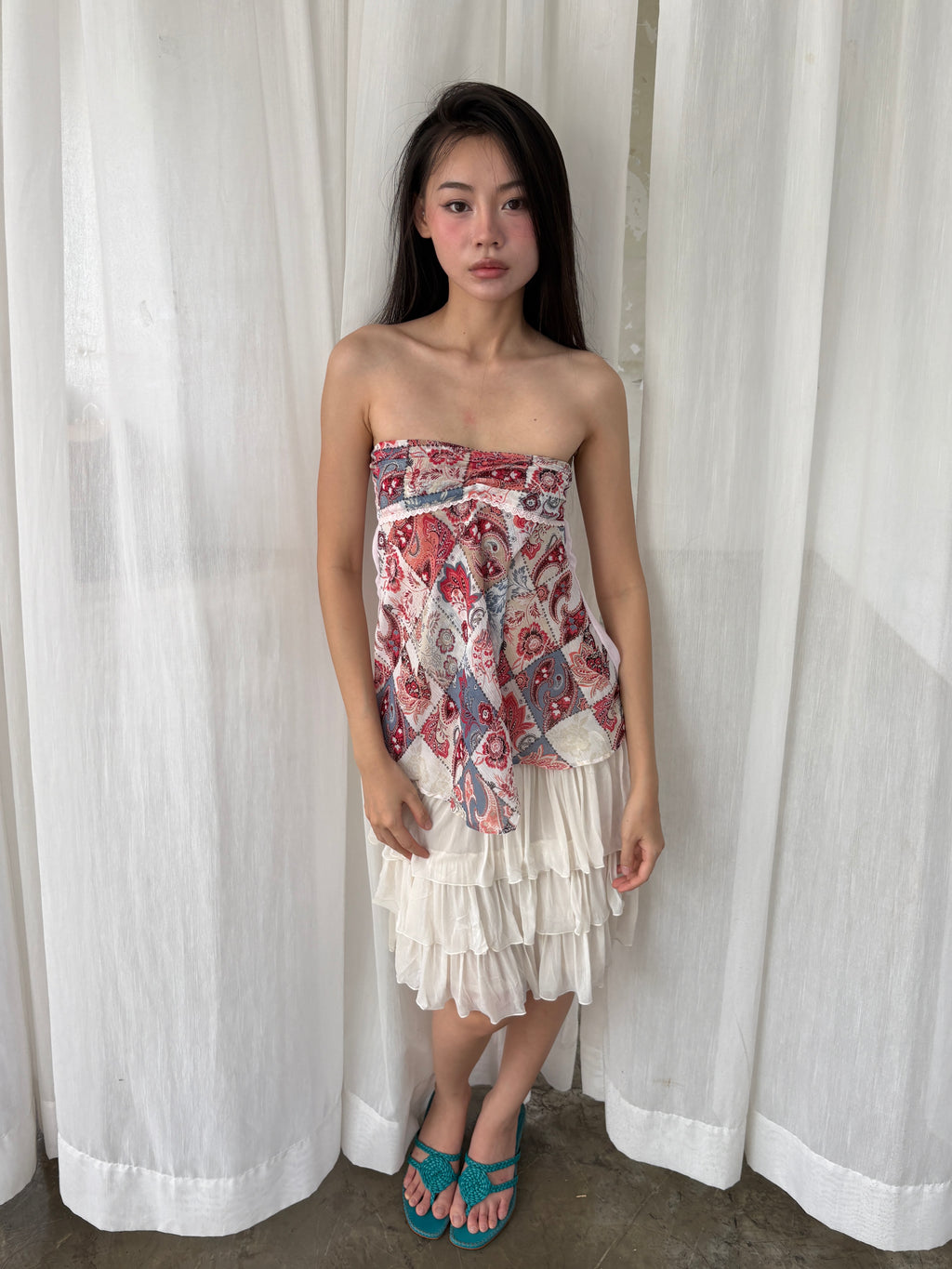 Mixed paisley chiffon top