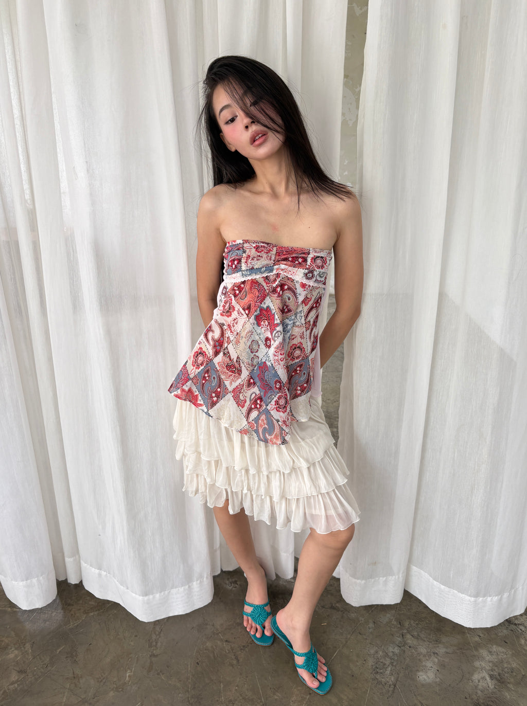 Mixed paisley chiffon top
