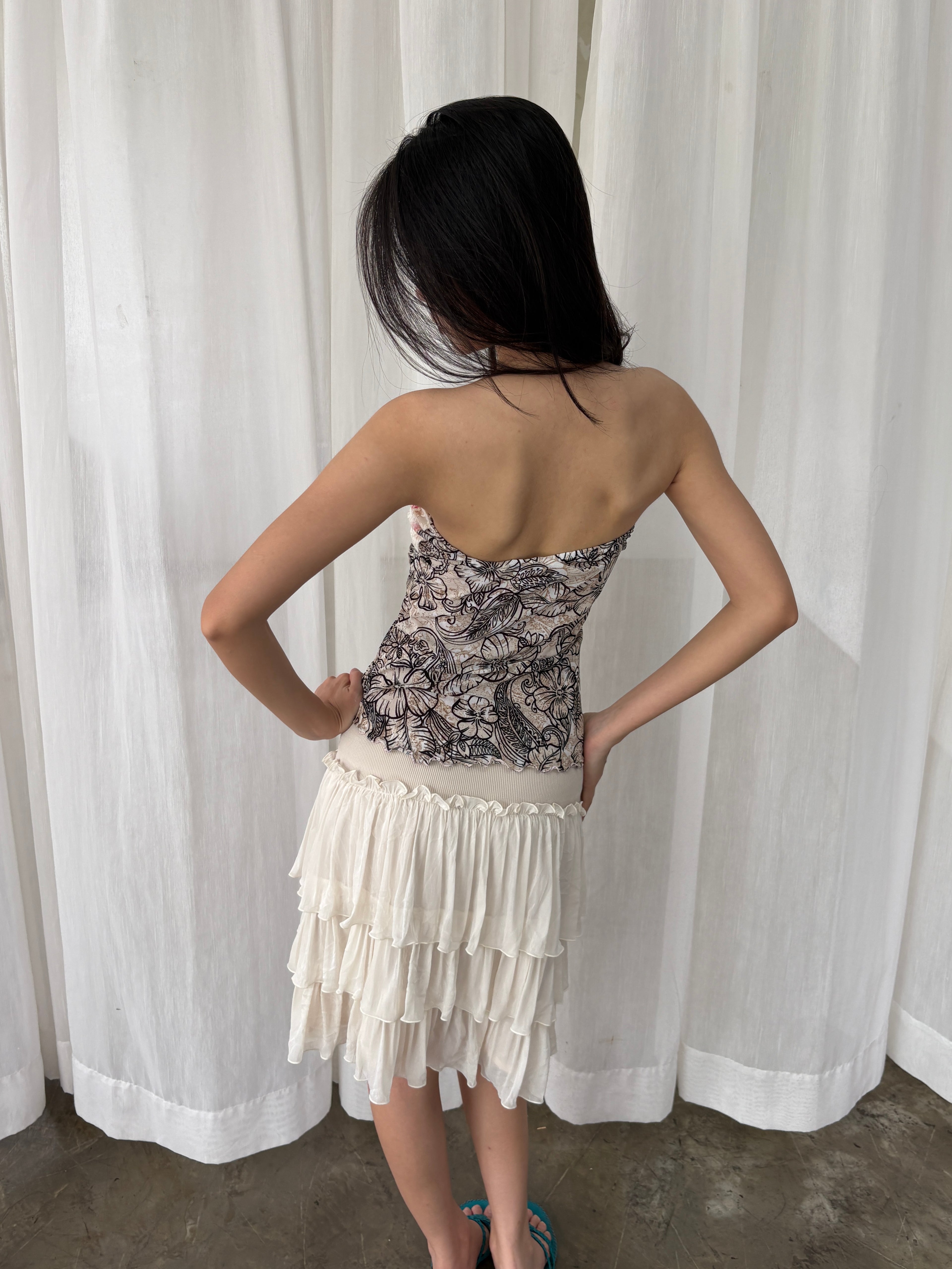 Floral tie-up tube top