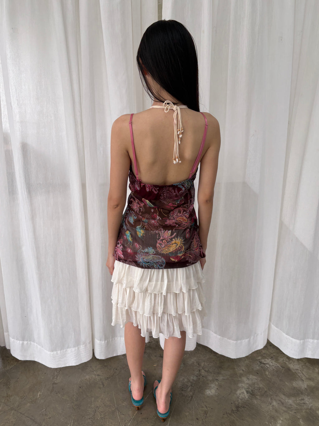 Shell trim paisley top