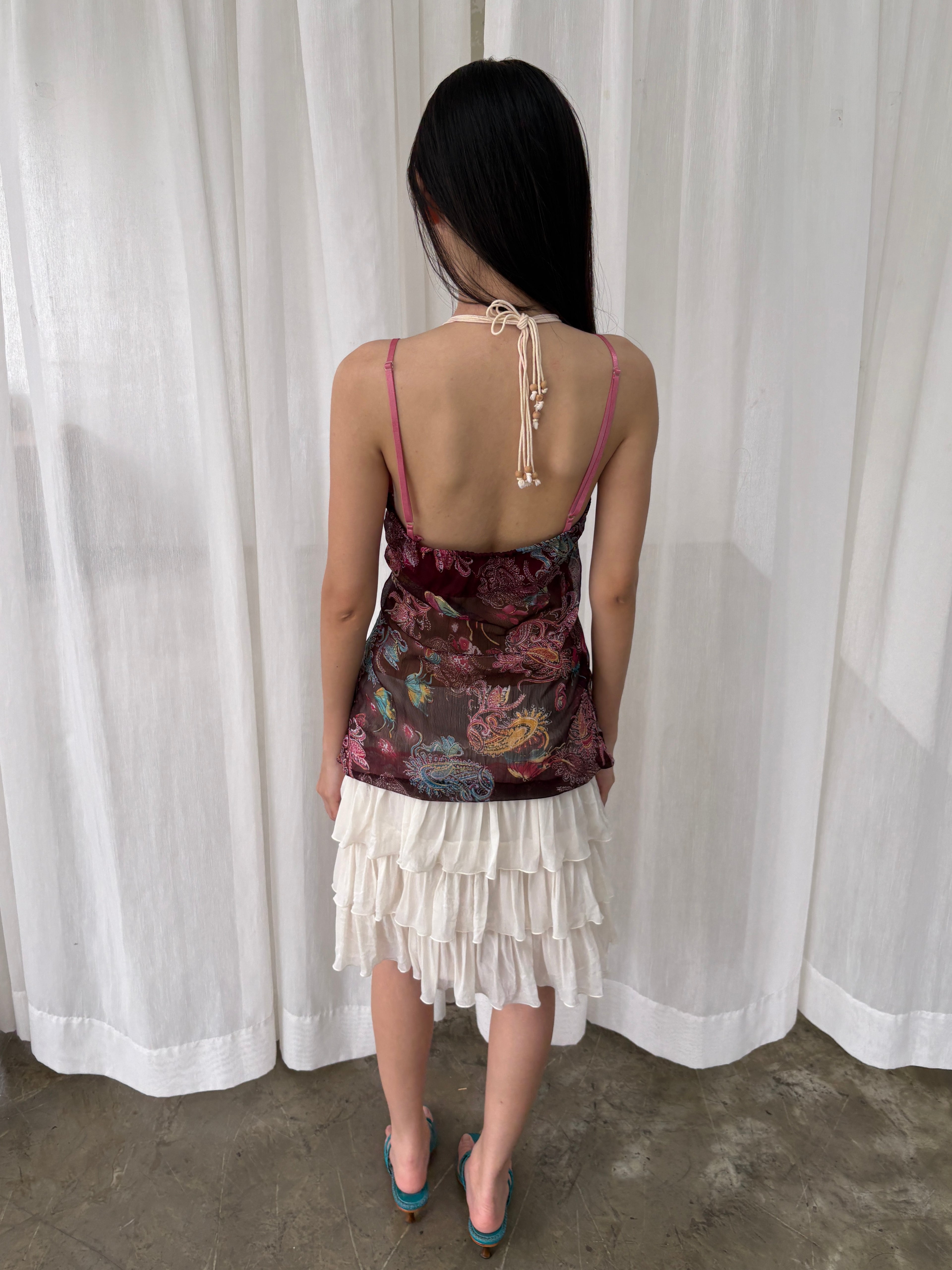 Shell trim paisley top