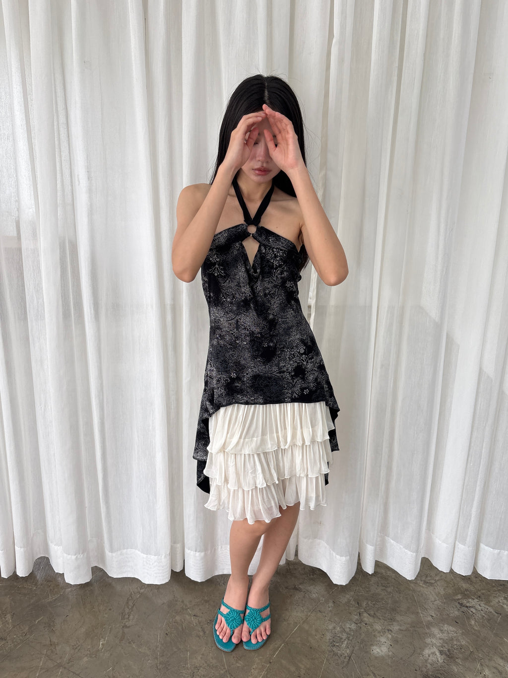 Ring drape halter top