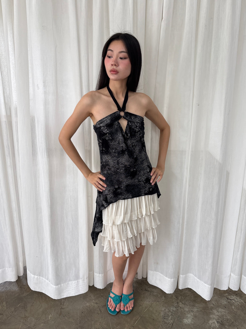 Ring drape halter top