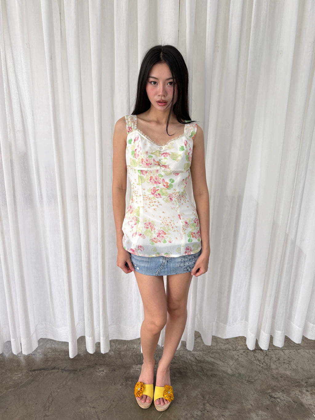 Floral sweetheart top