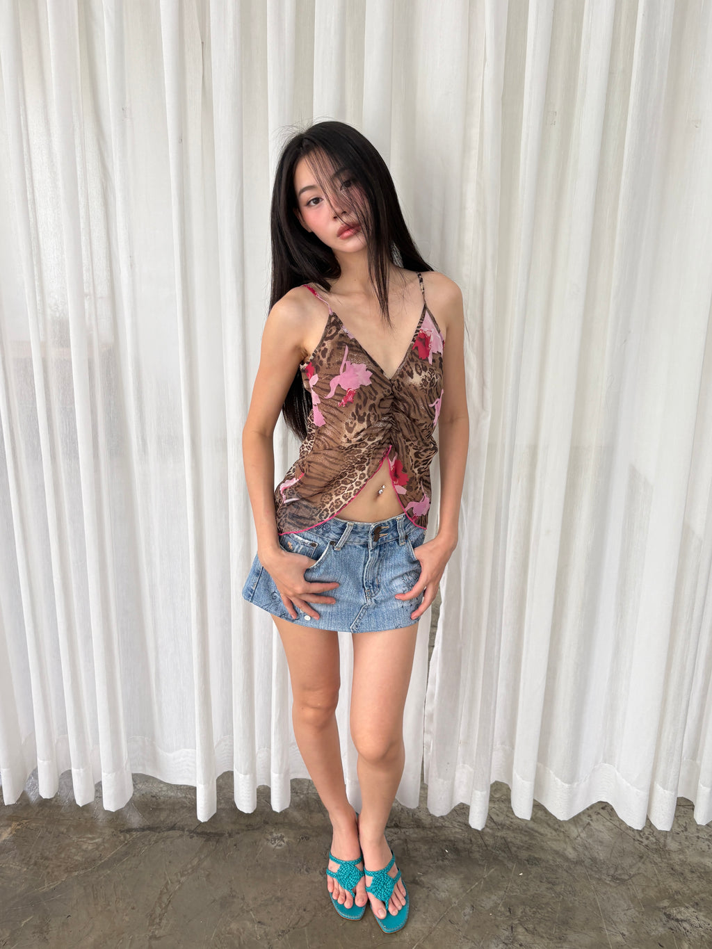 Morgan de Toi leopard floral cami