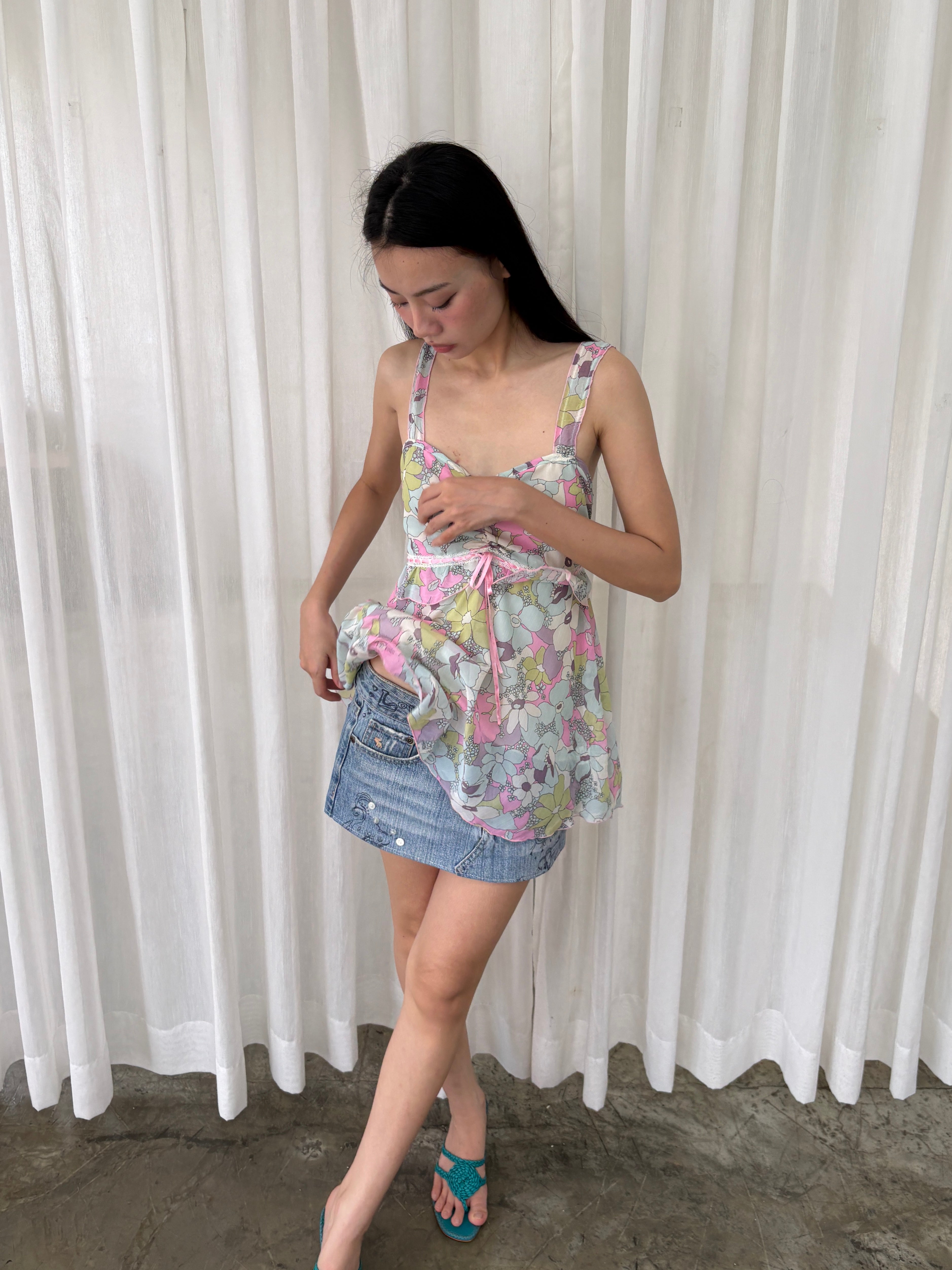 Pastel floral ruffle camisole