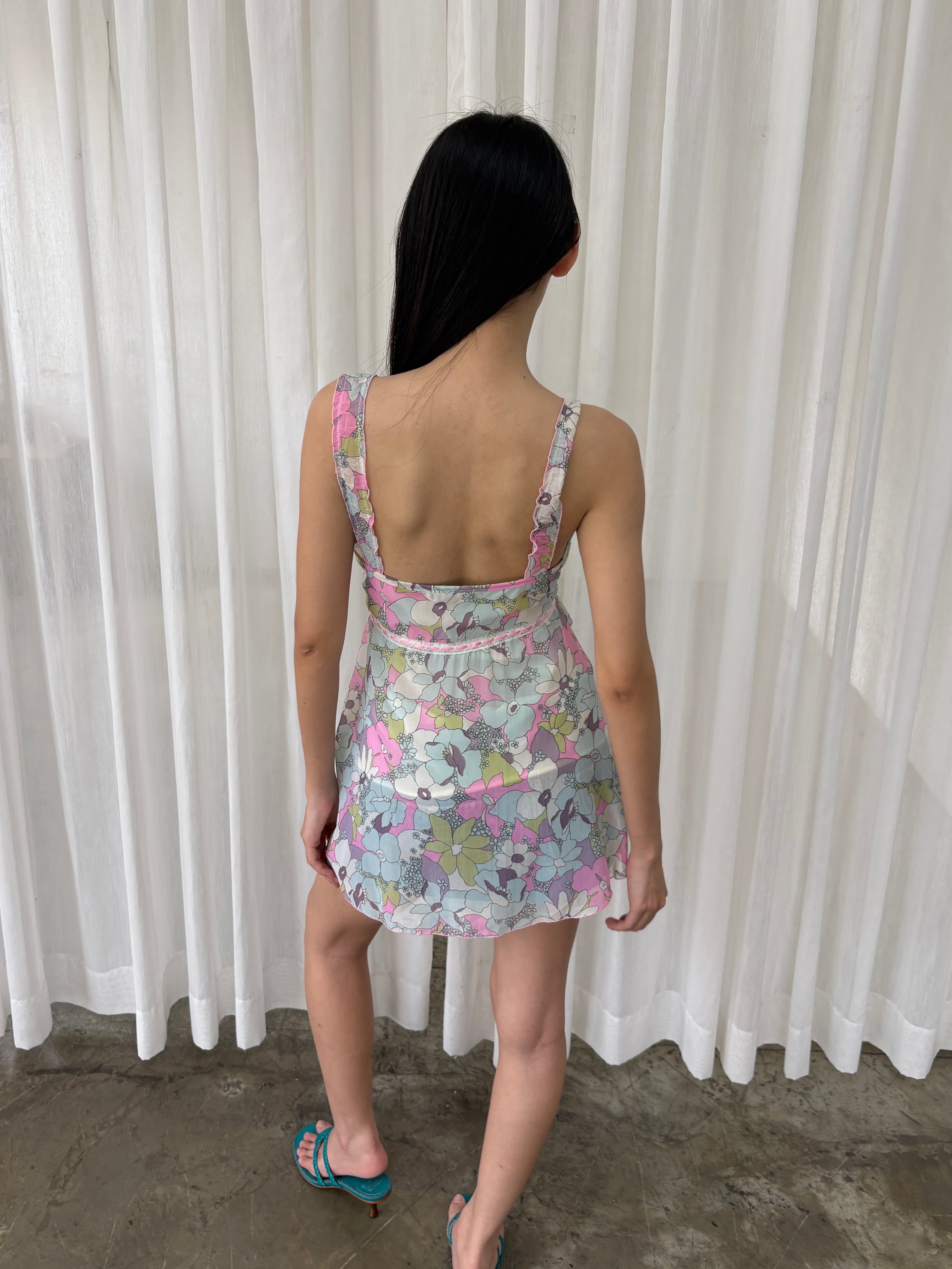 Pastel floral ruffle camisole