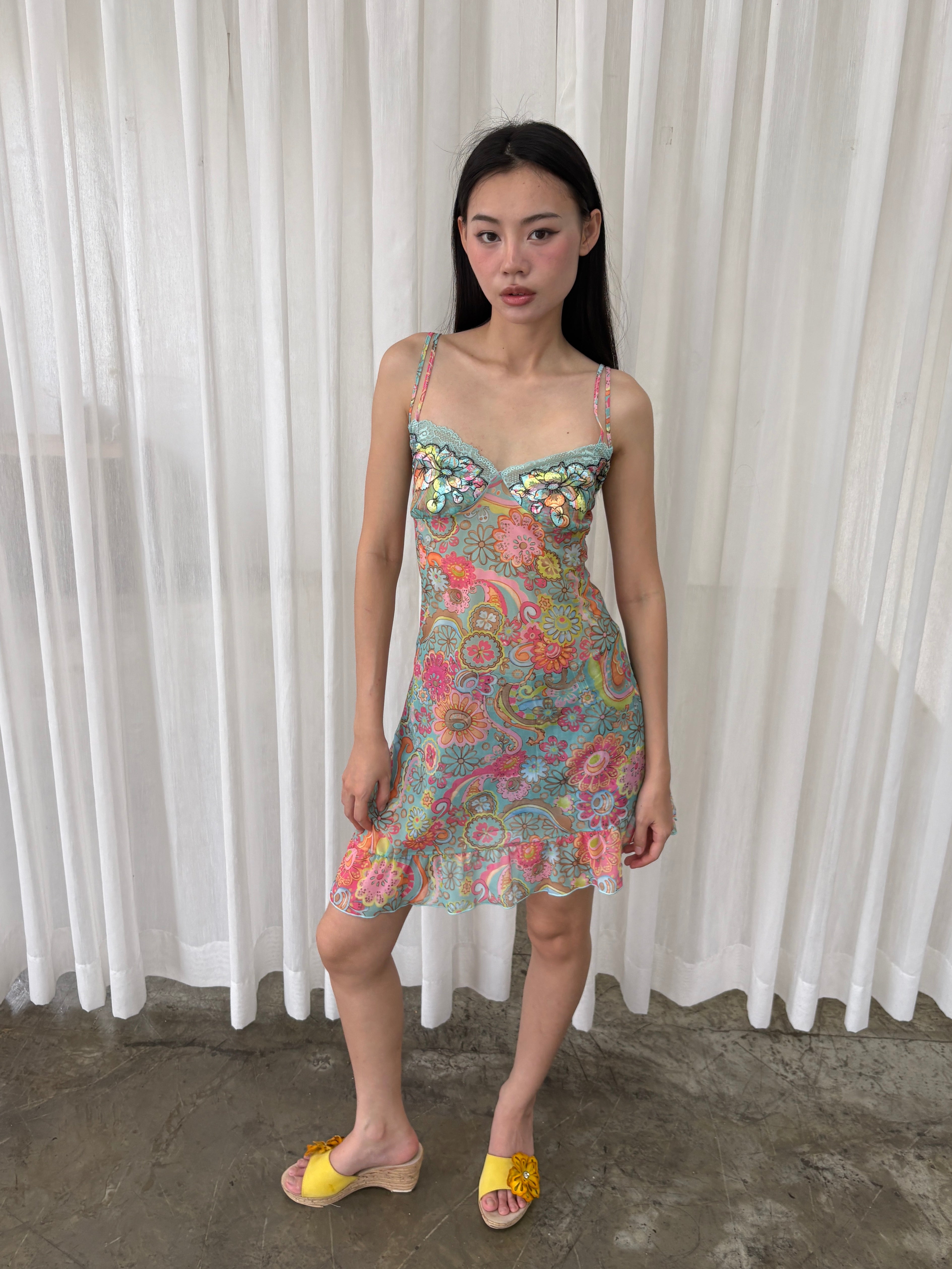 Vibrant floral slip dress