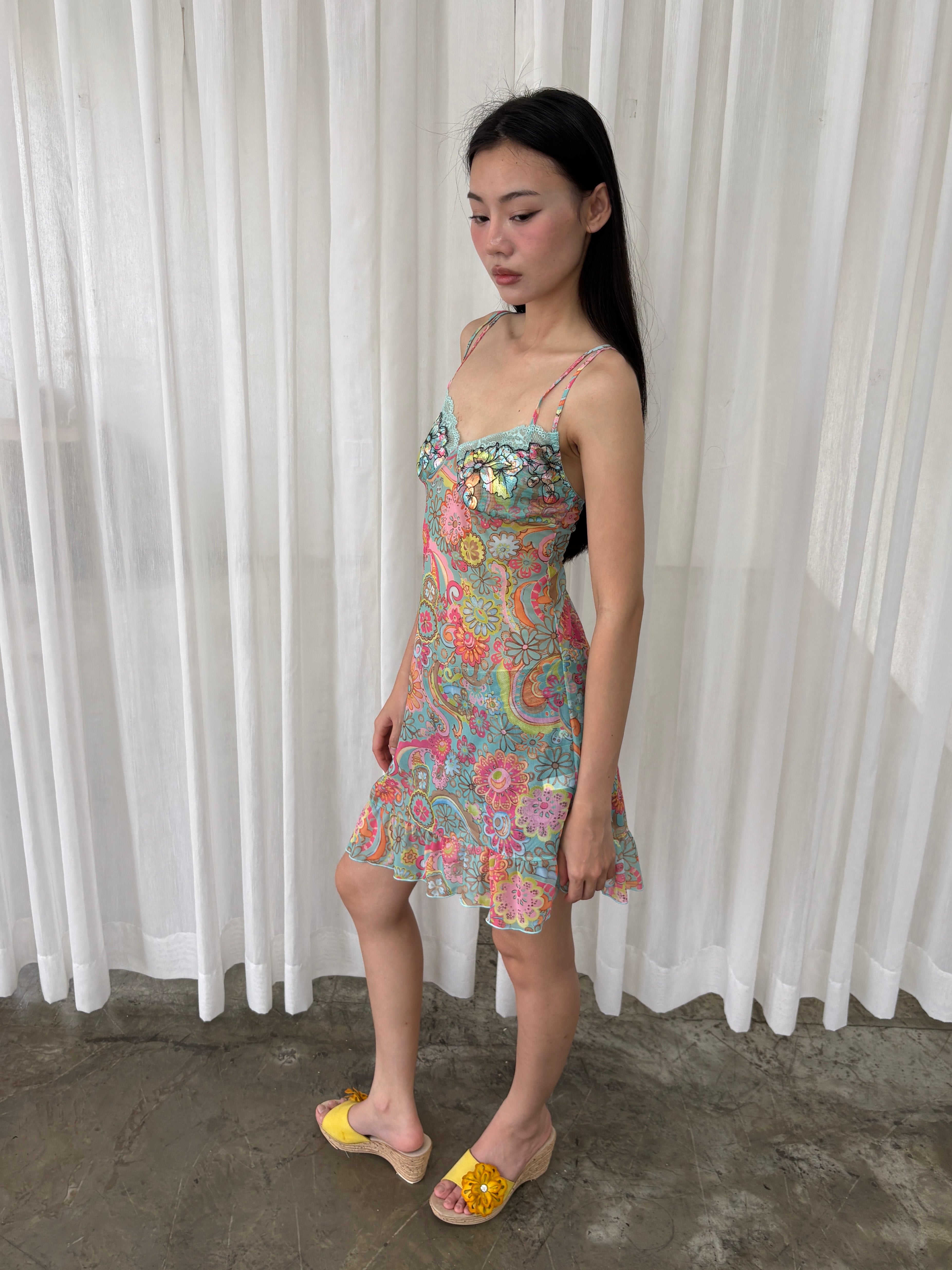 Vibrant floral slip dress