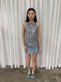 Silver sequin halter top