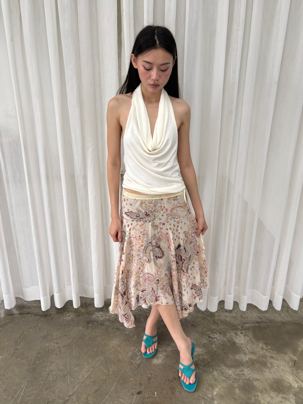 Cream paisley skirt
