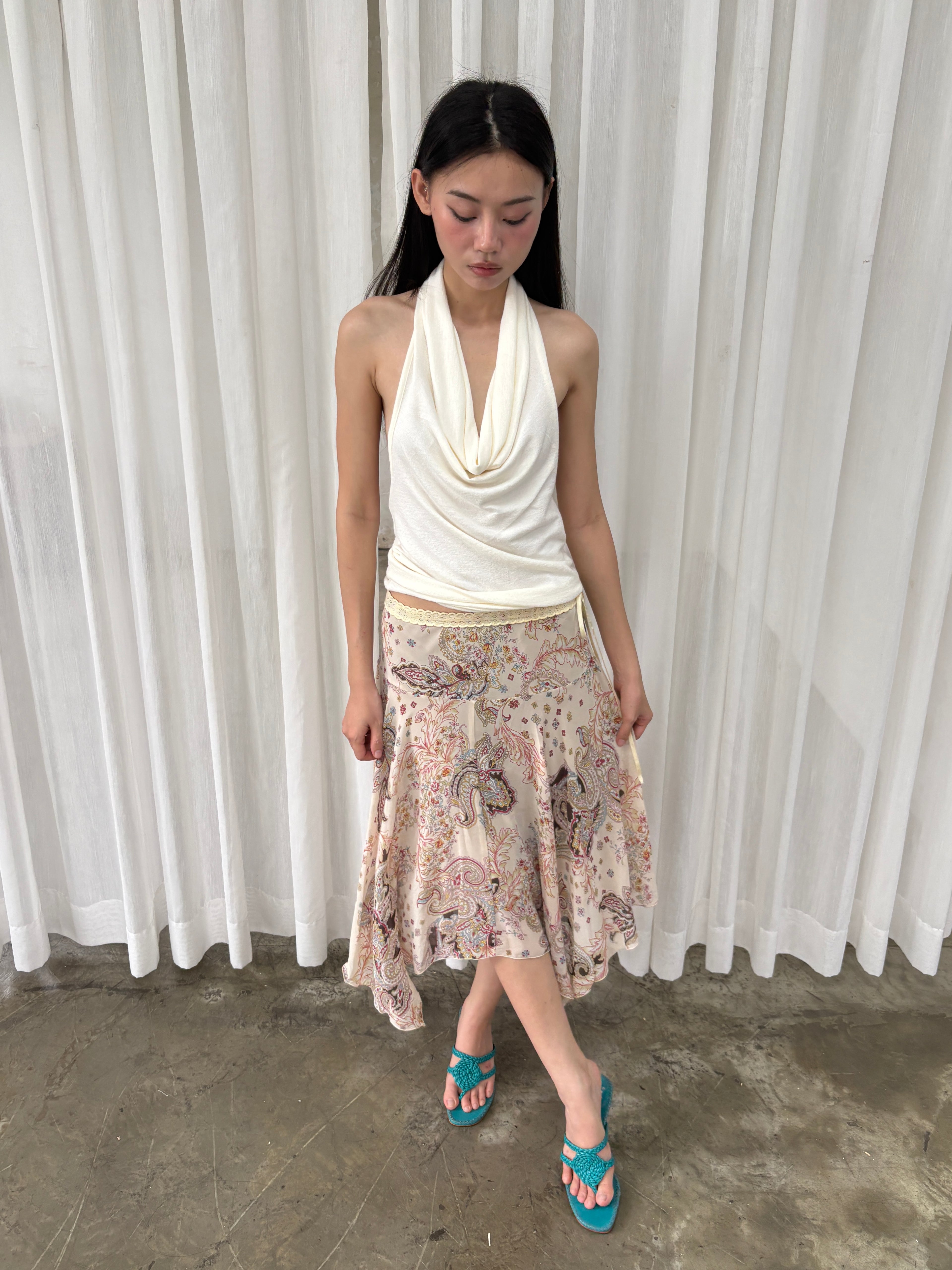 Cream paisley skirt