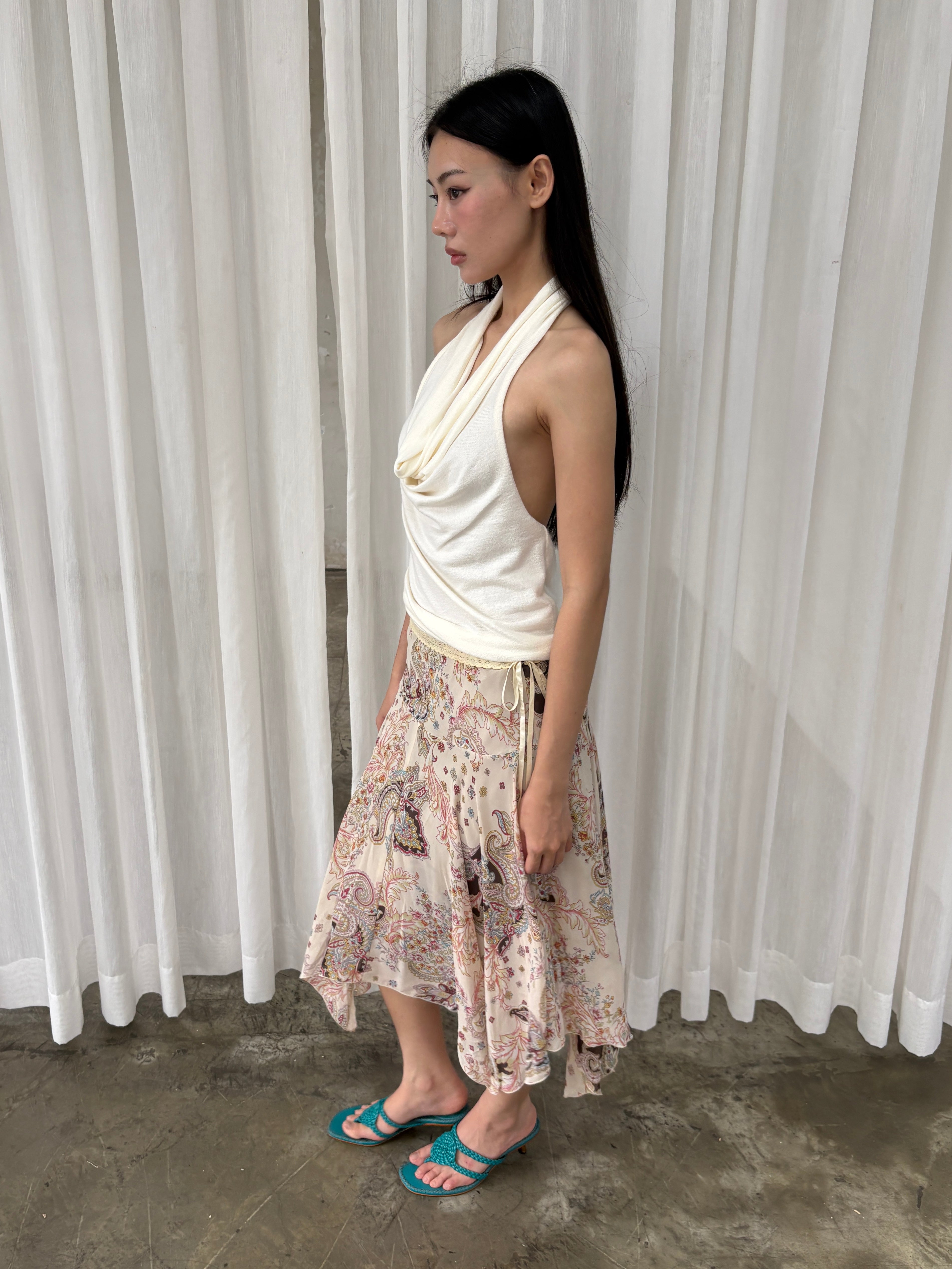 Cream paisley skirt