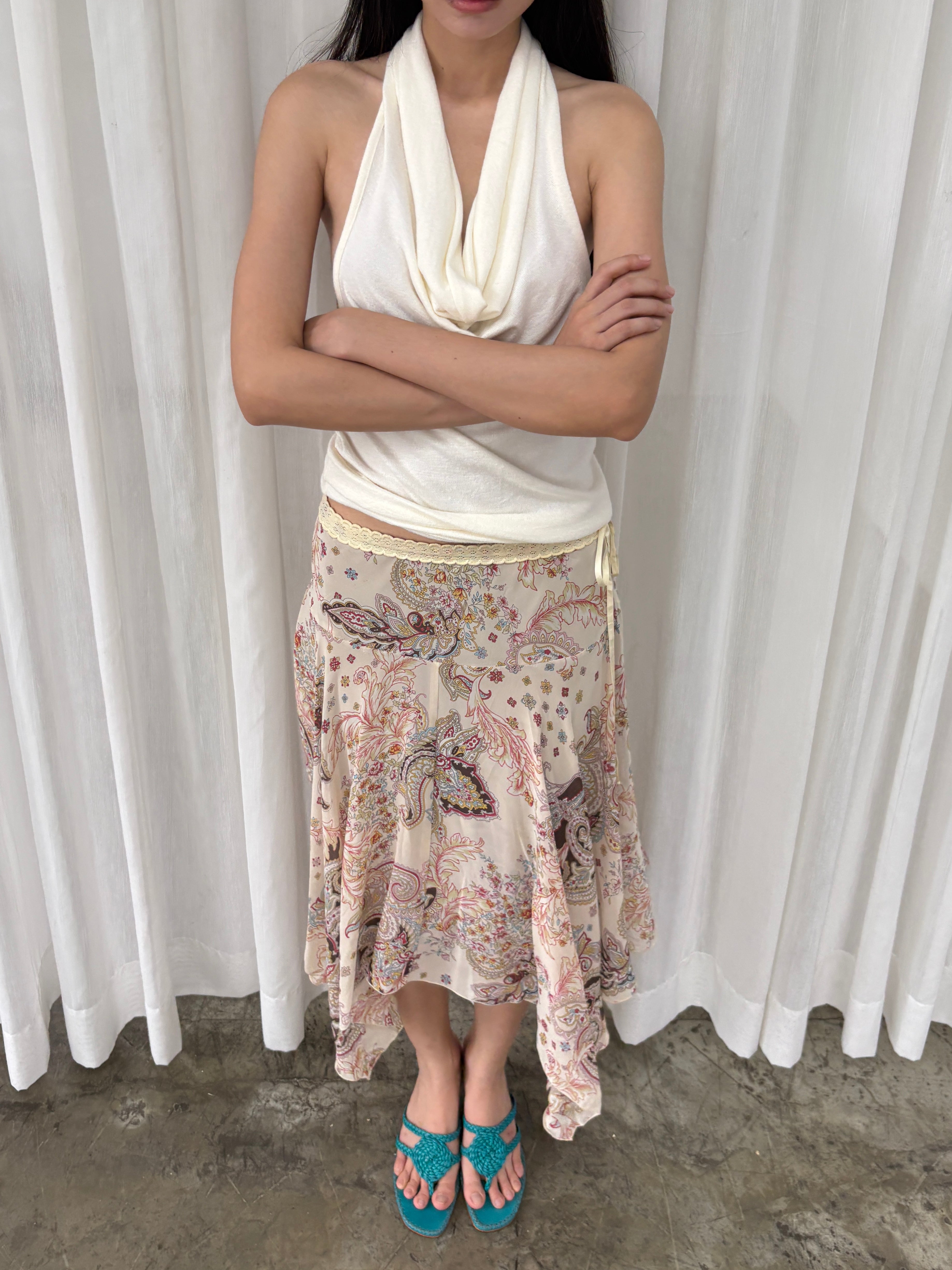 Cream paisley skirt