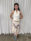 Lace trim floral skirt