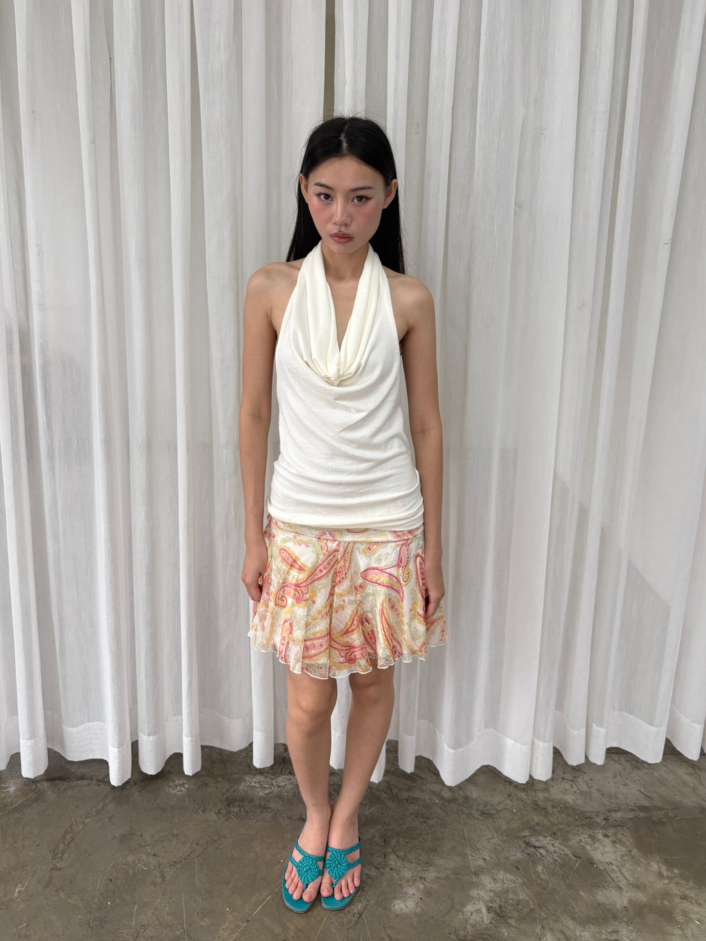 Flare paisley mini skirt