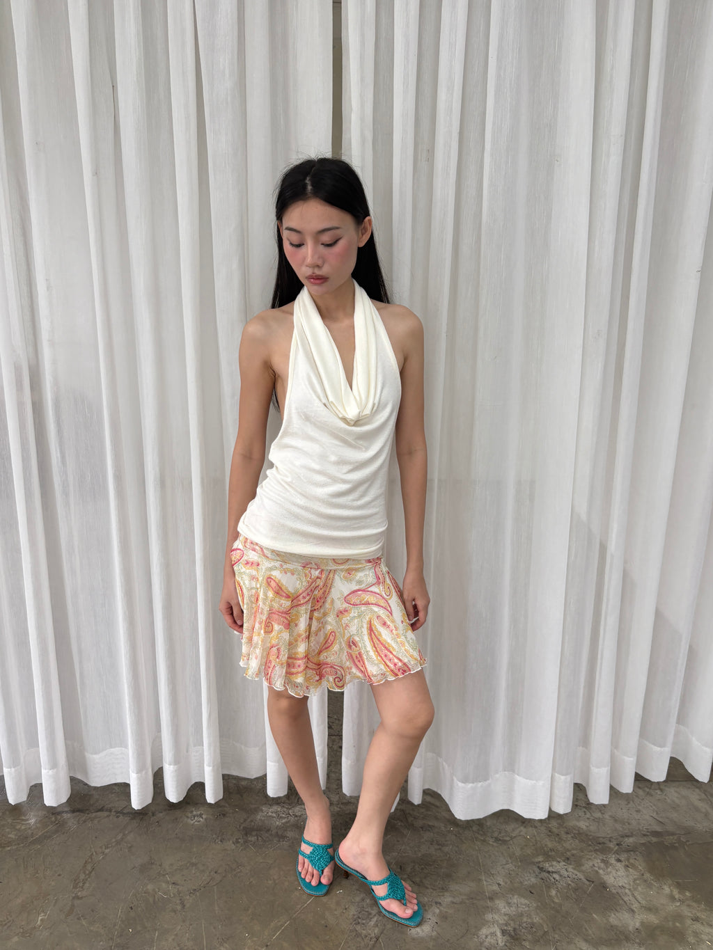 Flare paisley mini skirt