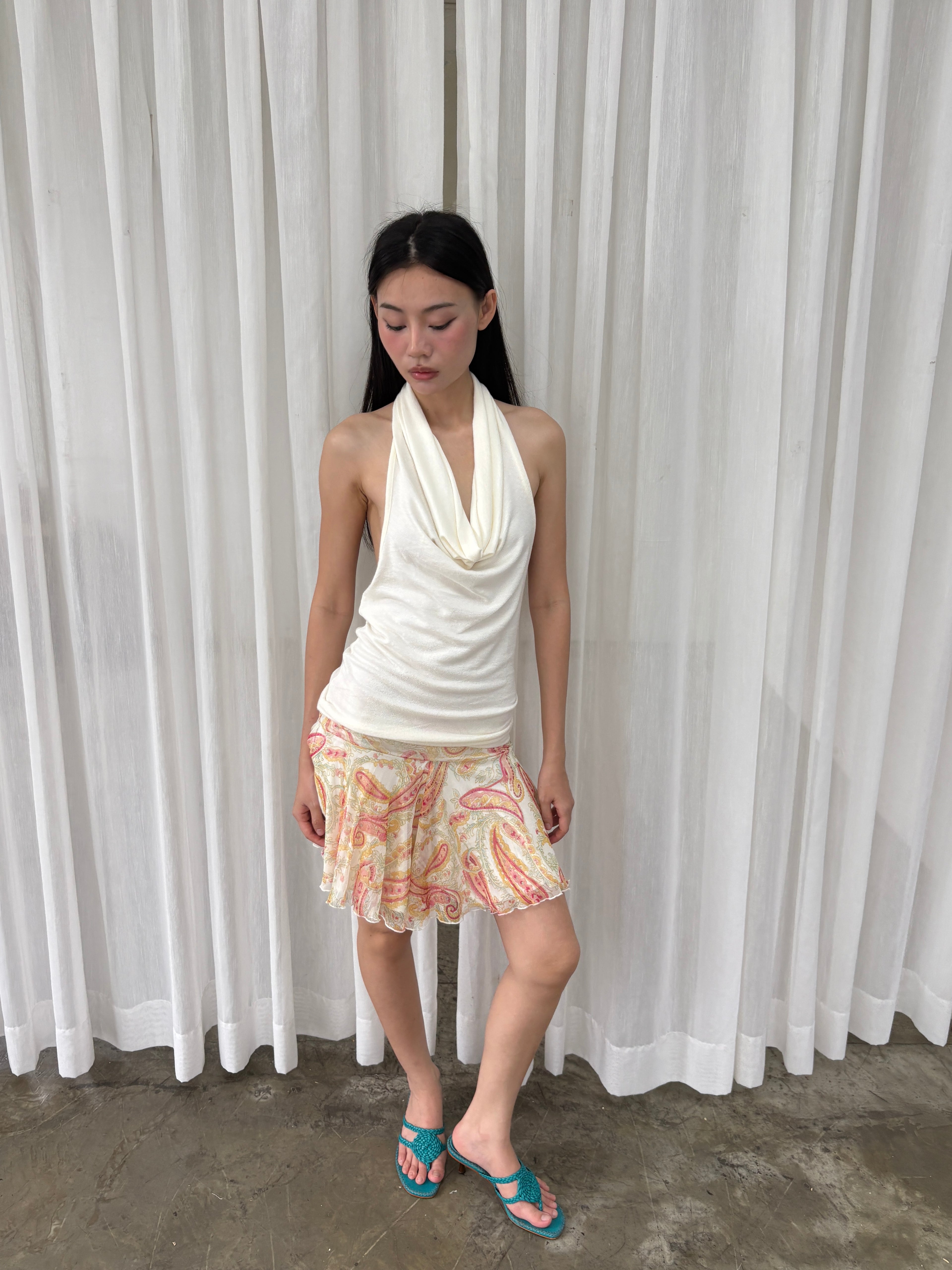 Flare paisley mini skirt