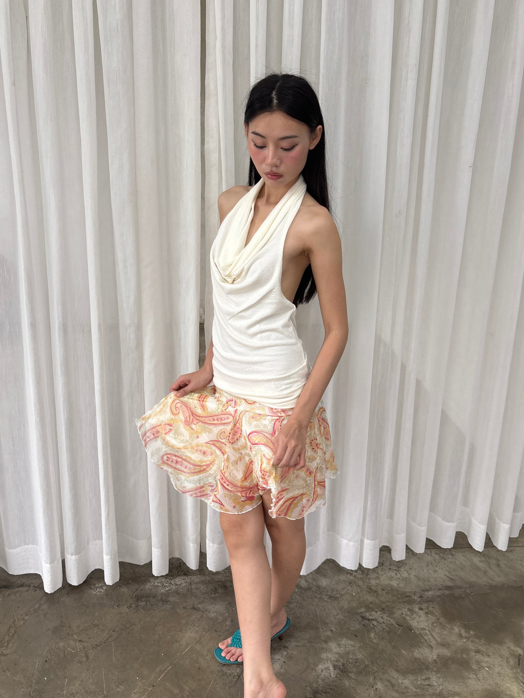 Flare paisley mini skirt