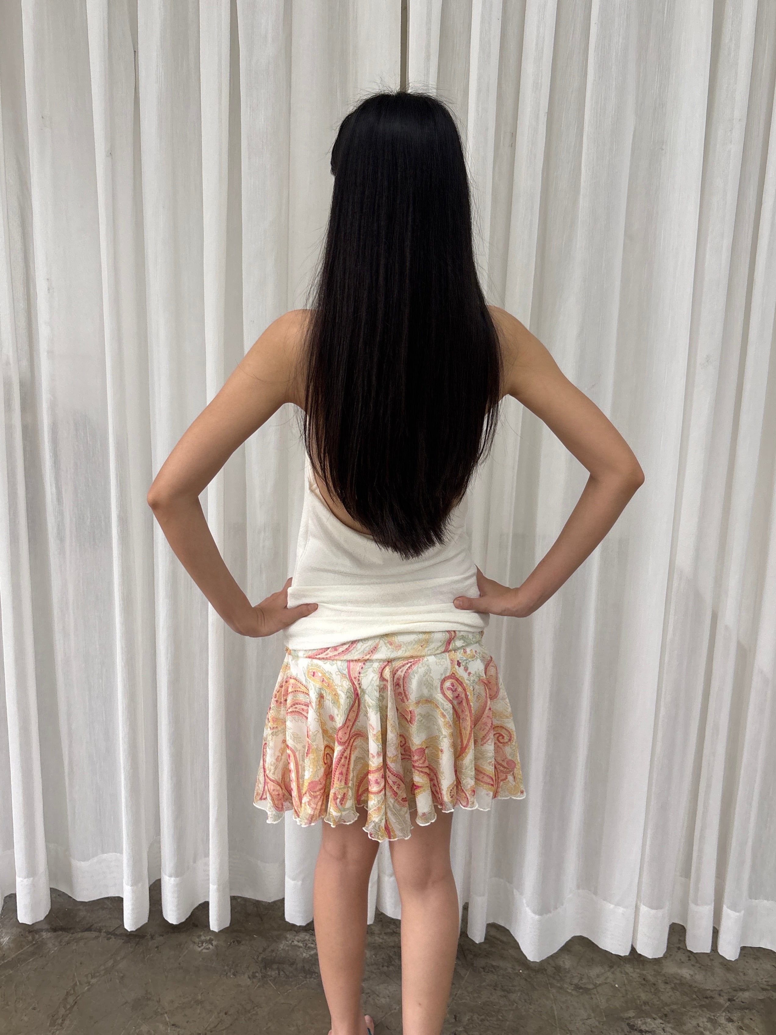 Flare paisley mini skirt