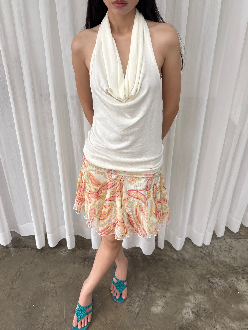 Flare paisley mini skirt