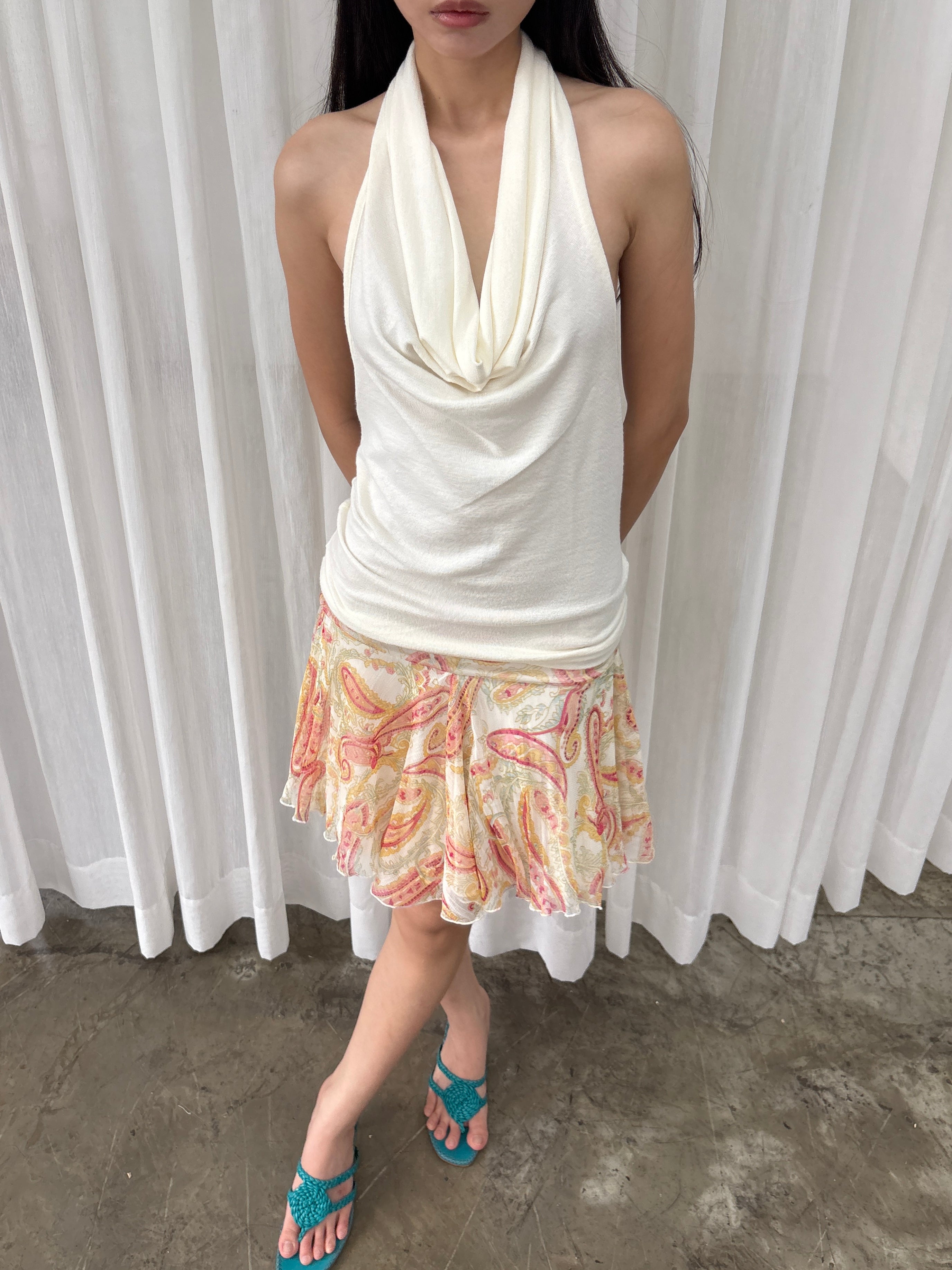 Flare paisley mini skirt