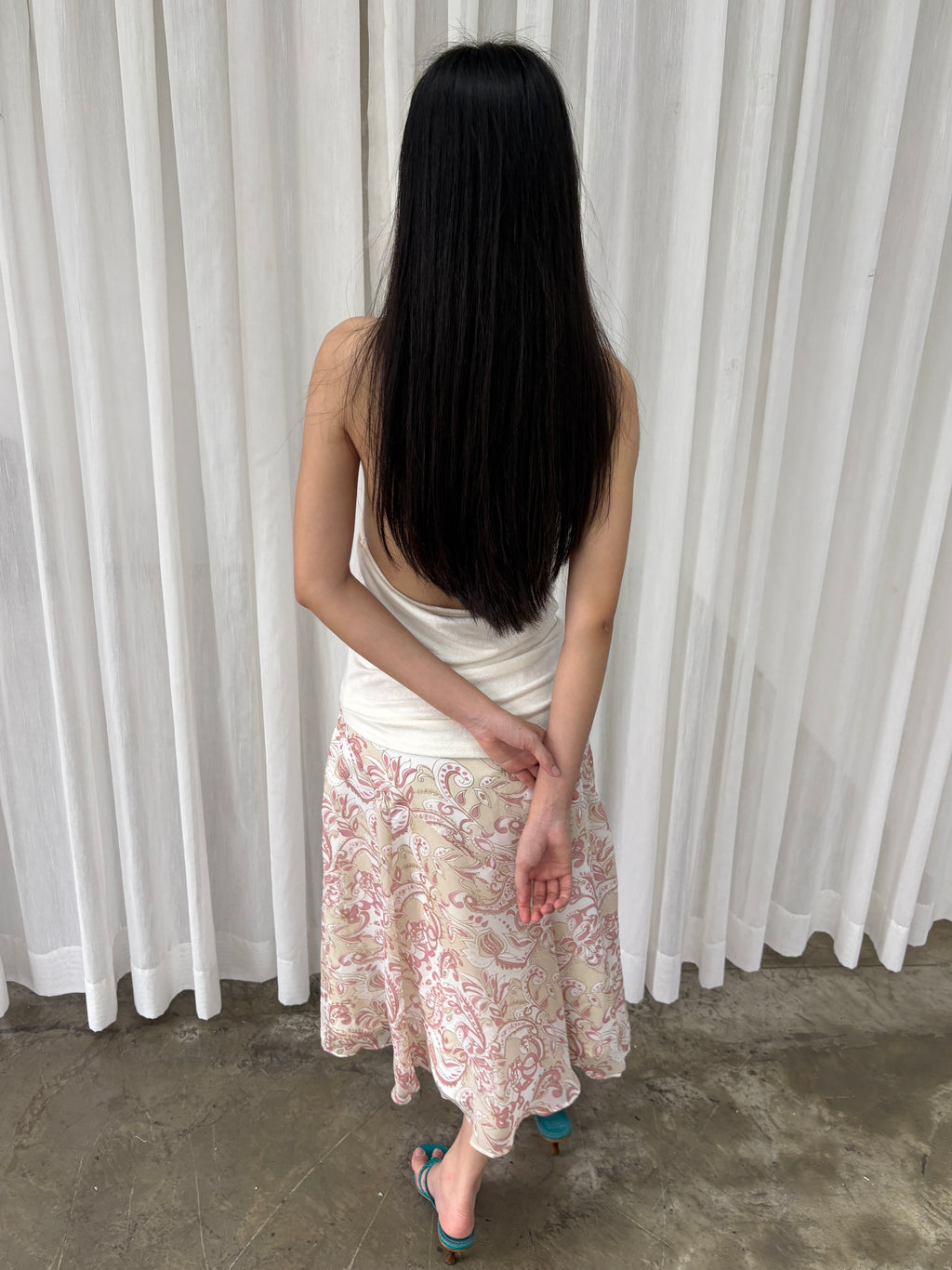Pink paisley skirt