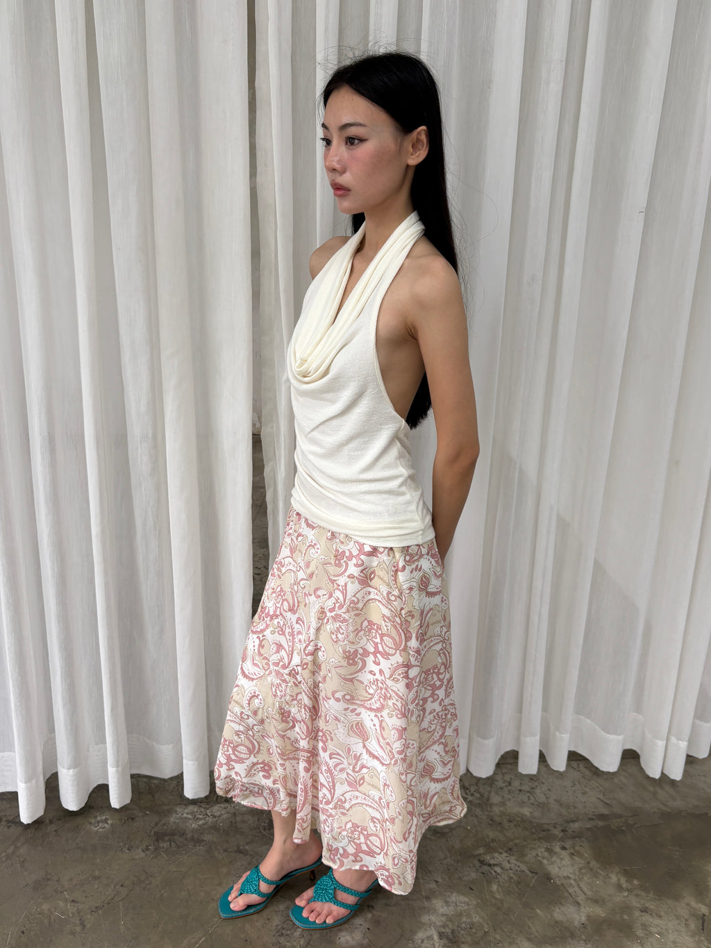 Pink paisley skirt