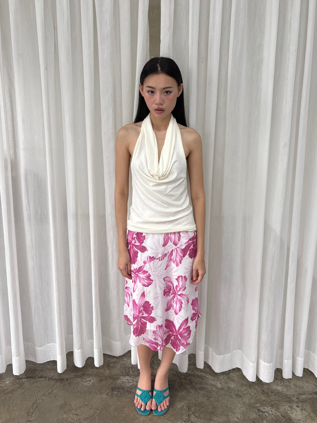 Tropical floral skirt