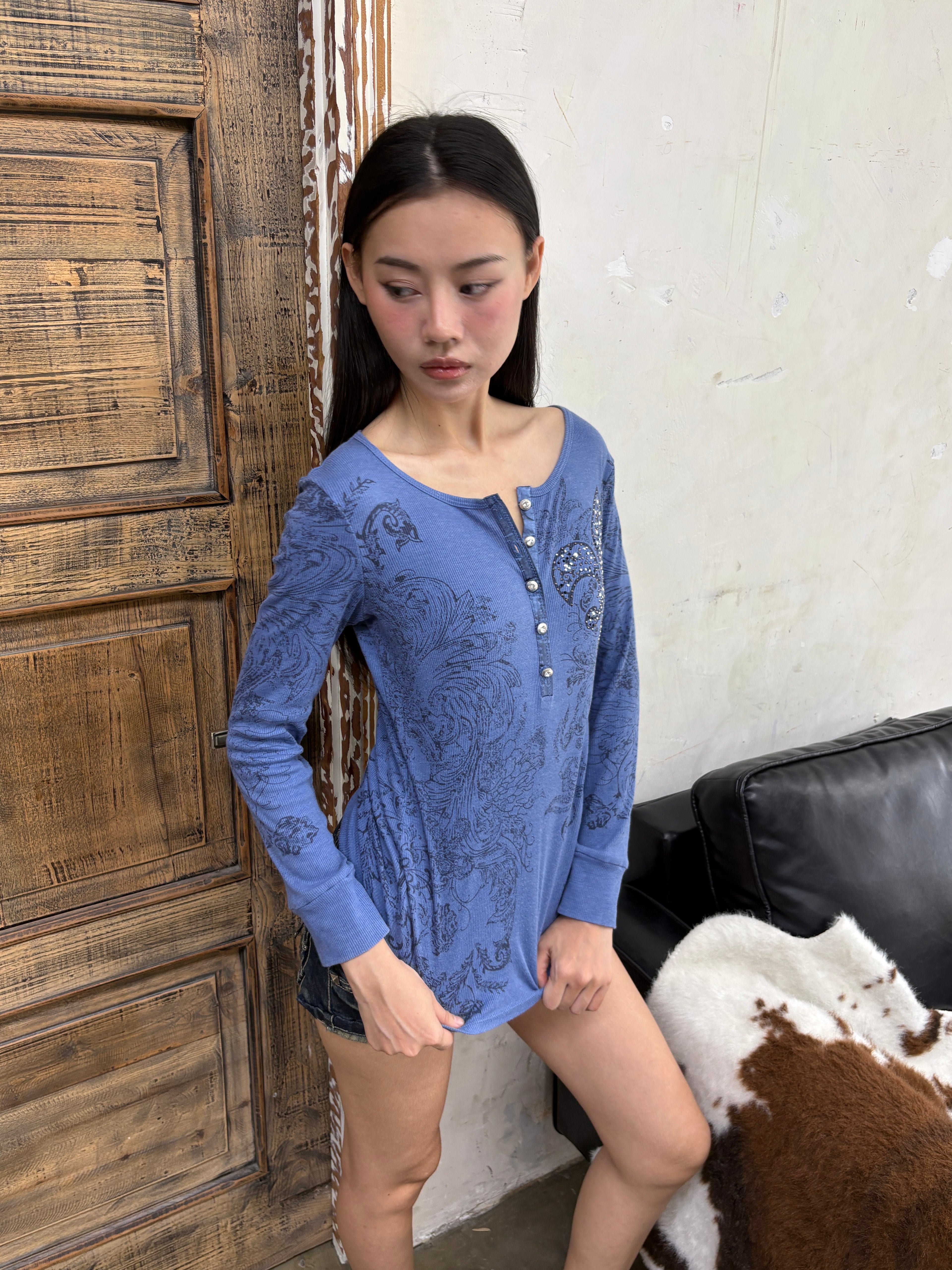 Embellished henley top