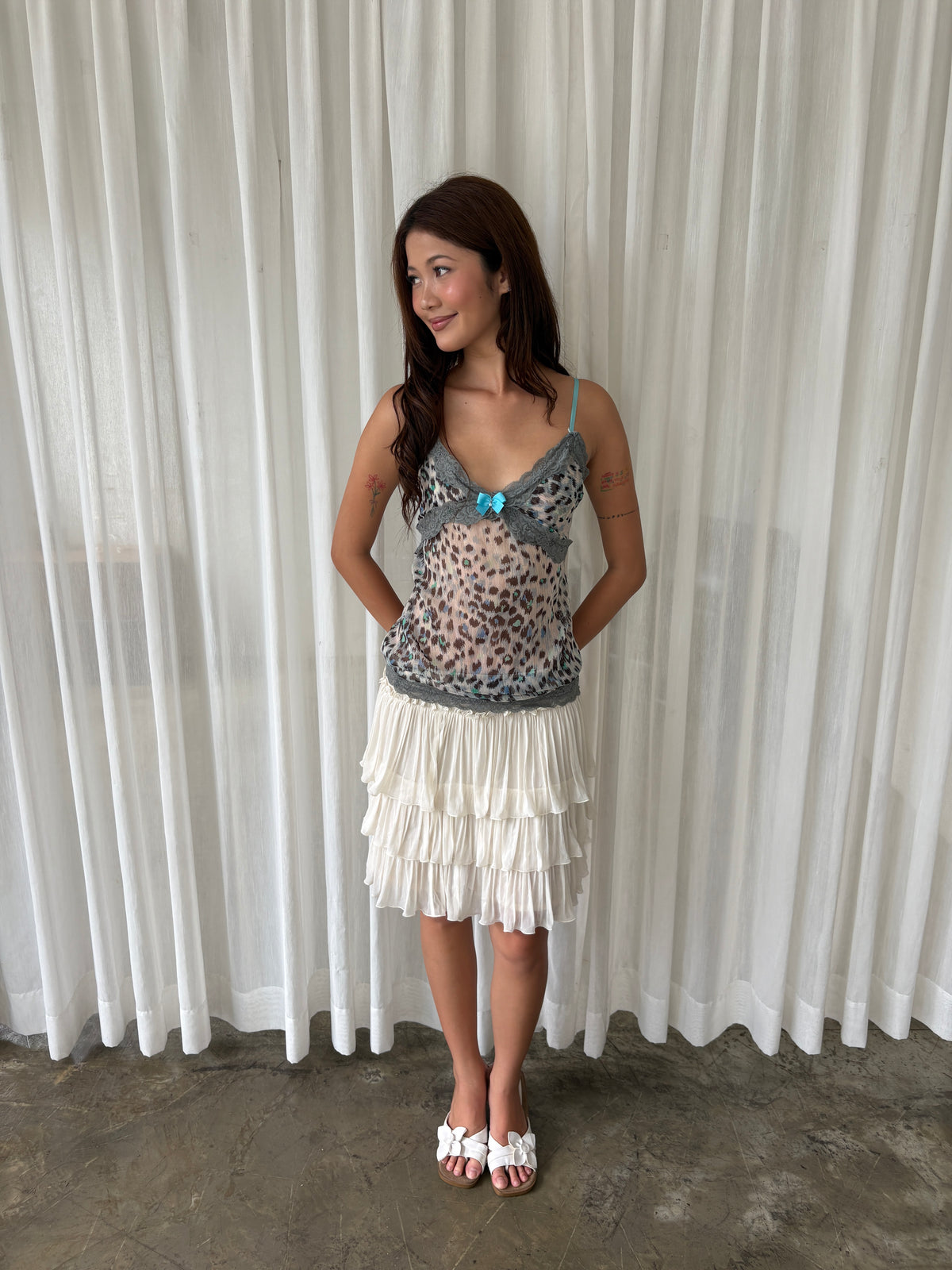 Baby blue leopard lace camisole