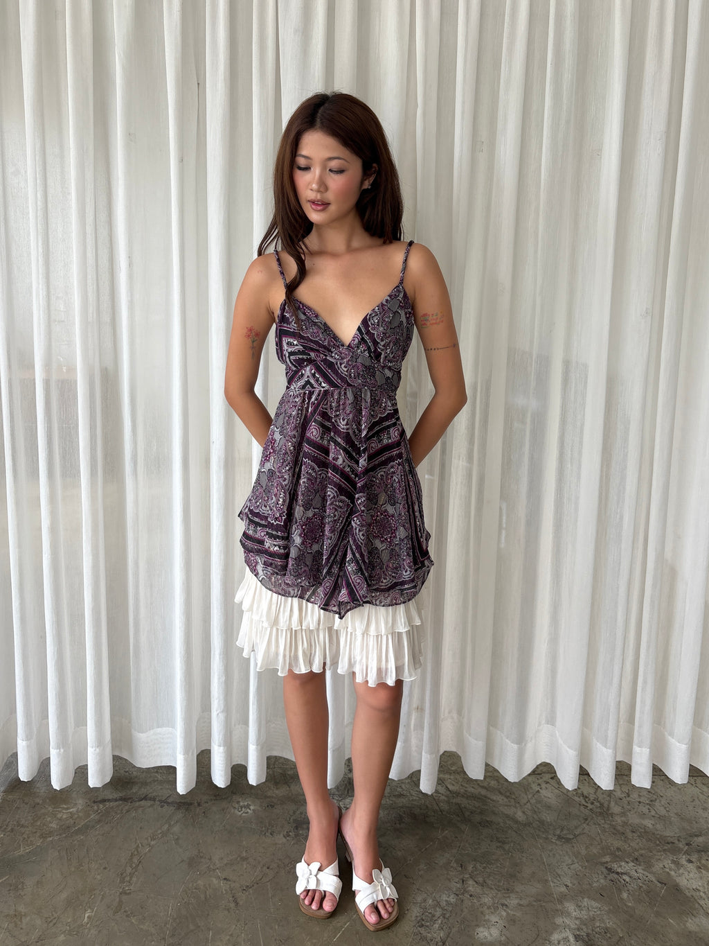 Purple paisley babydoll dress