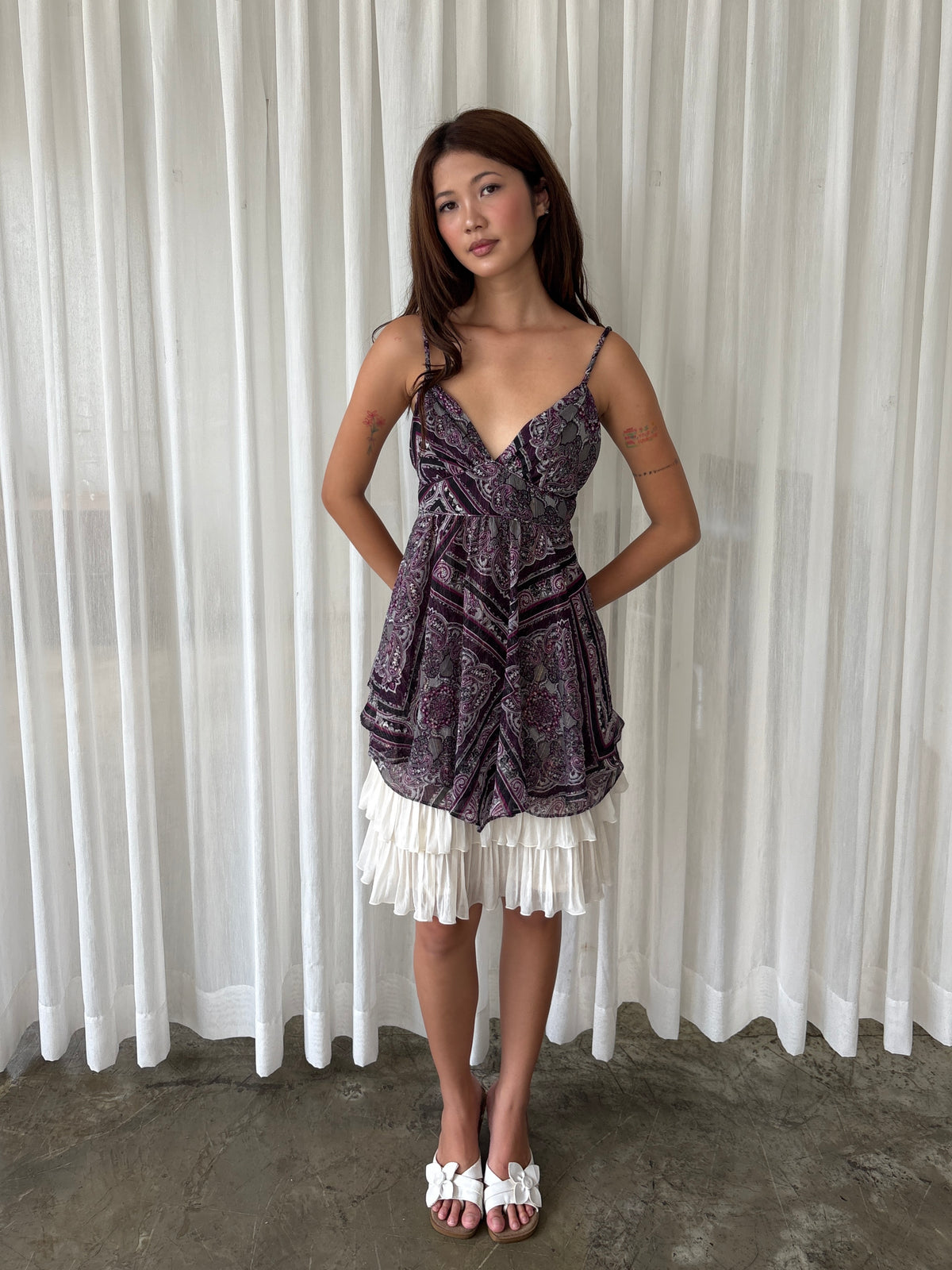 Purple paisley babydoll dress