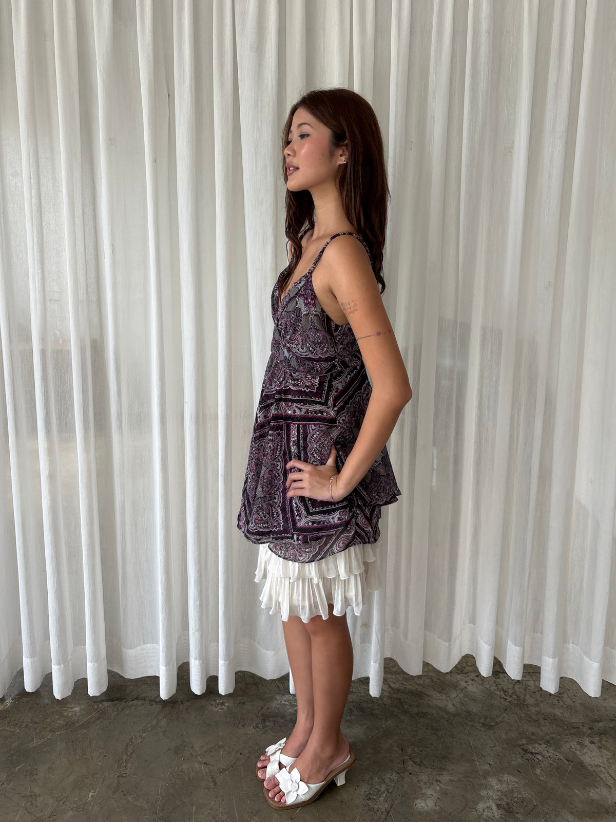 Purple paisley babydoll dress