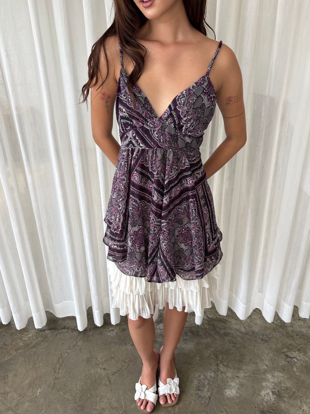 Purple paisley babydoll dress